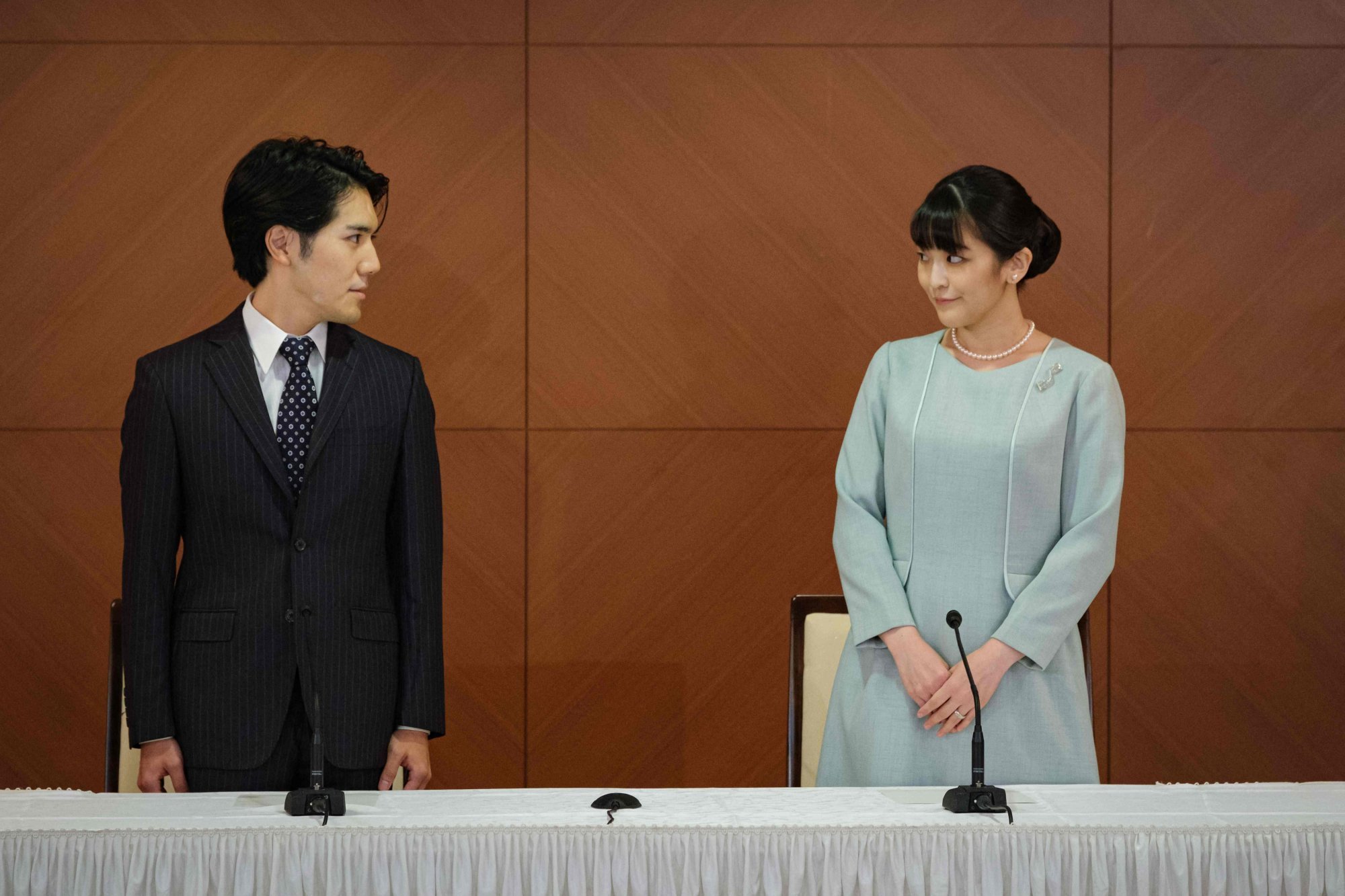 Japan’s former princess Mako, the elder daughter of Prince Akishino and Princess Kiko, and her husband Kei Komuro. Photo: AFP