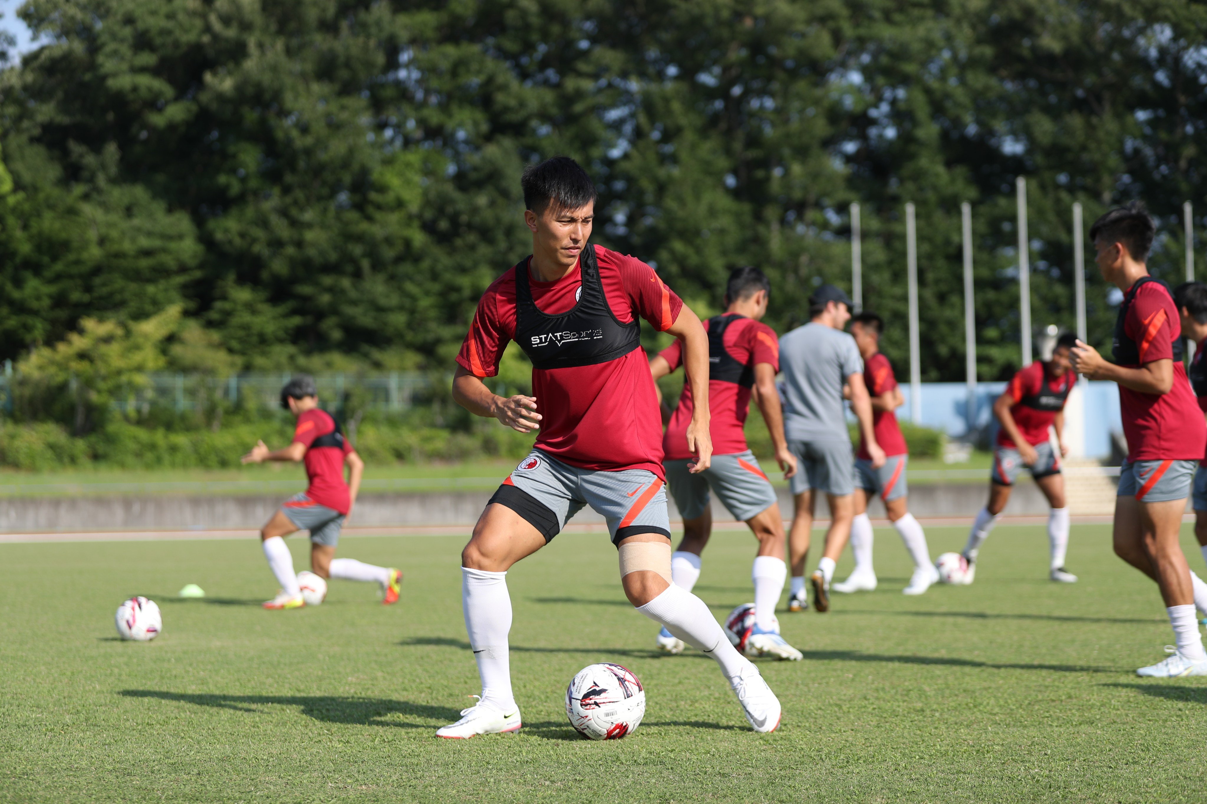 Defender Fung Hing-wa in training as Hong Kong prepare for the third EAFF match against China. Photo: HKFA