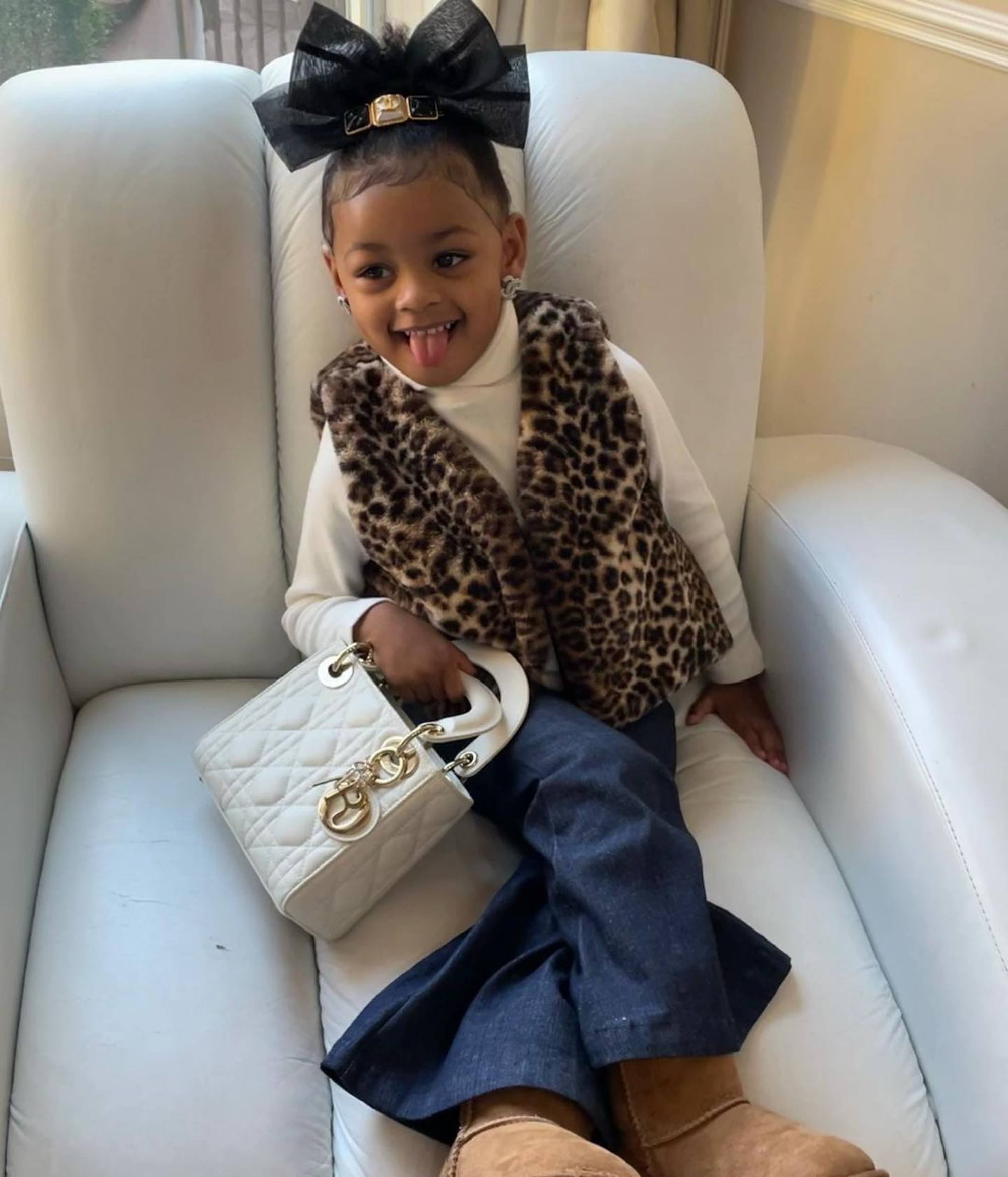 Cardi B's Daughter Kulture - Moschino Pink Teddy Bear Dress