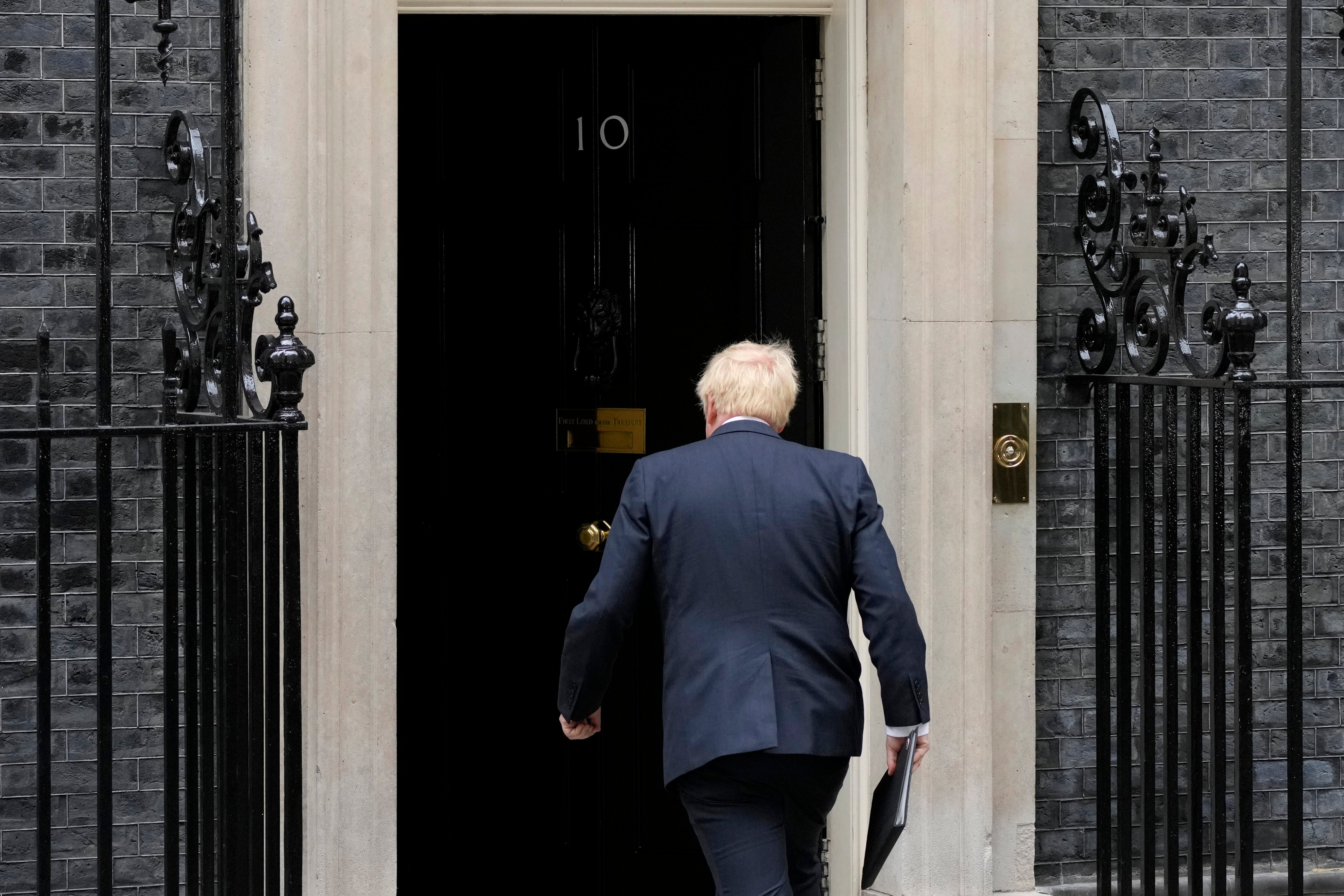 Prime Minister Boris Johnson outside 10 Downing Street, London. Photo: AP