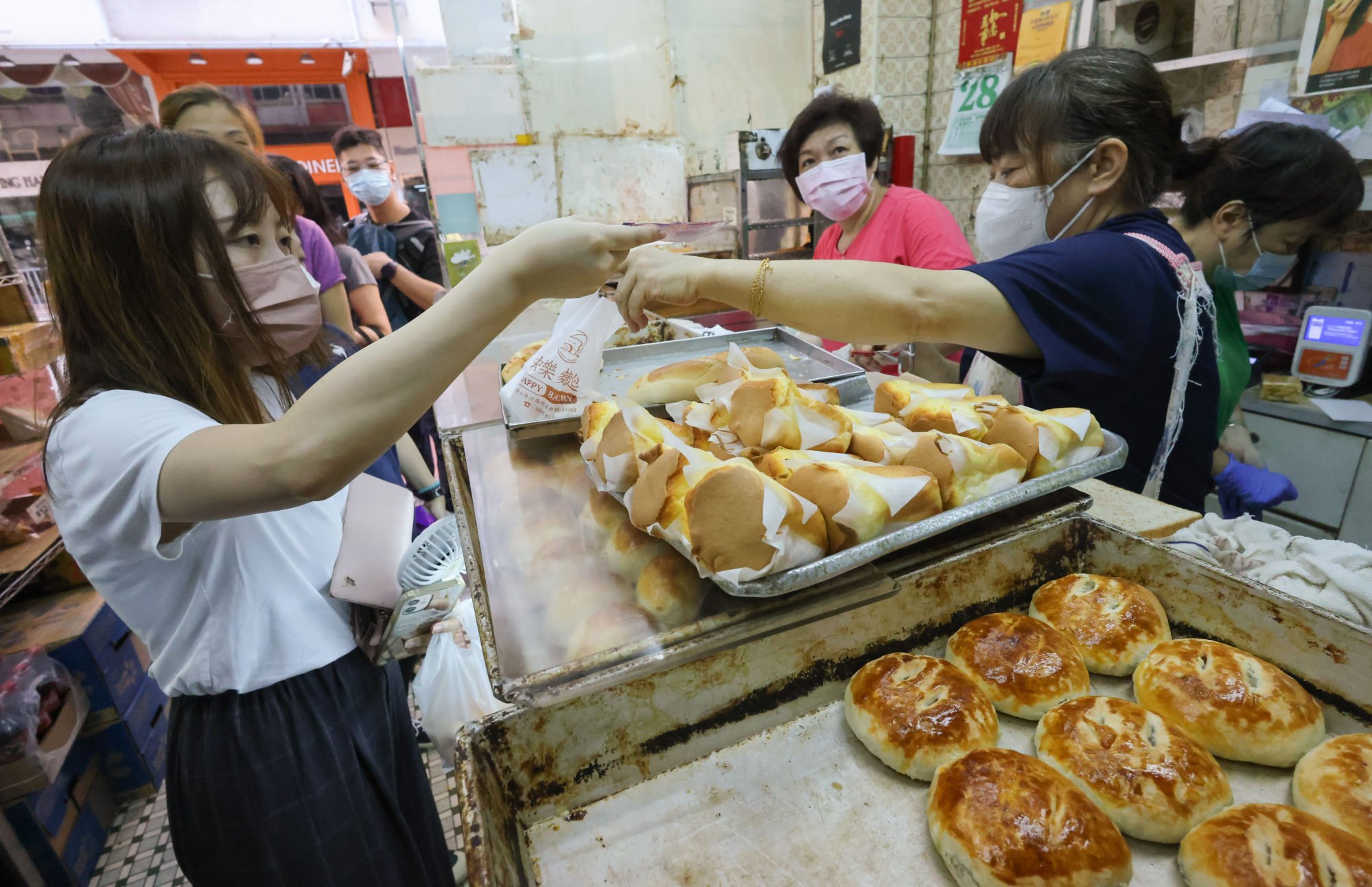 Many of the shop’s pastries have been snapped up in the morning. Photo: Dickson Lee