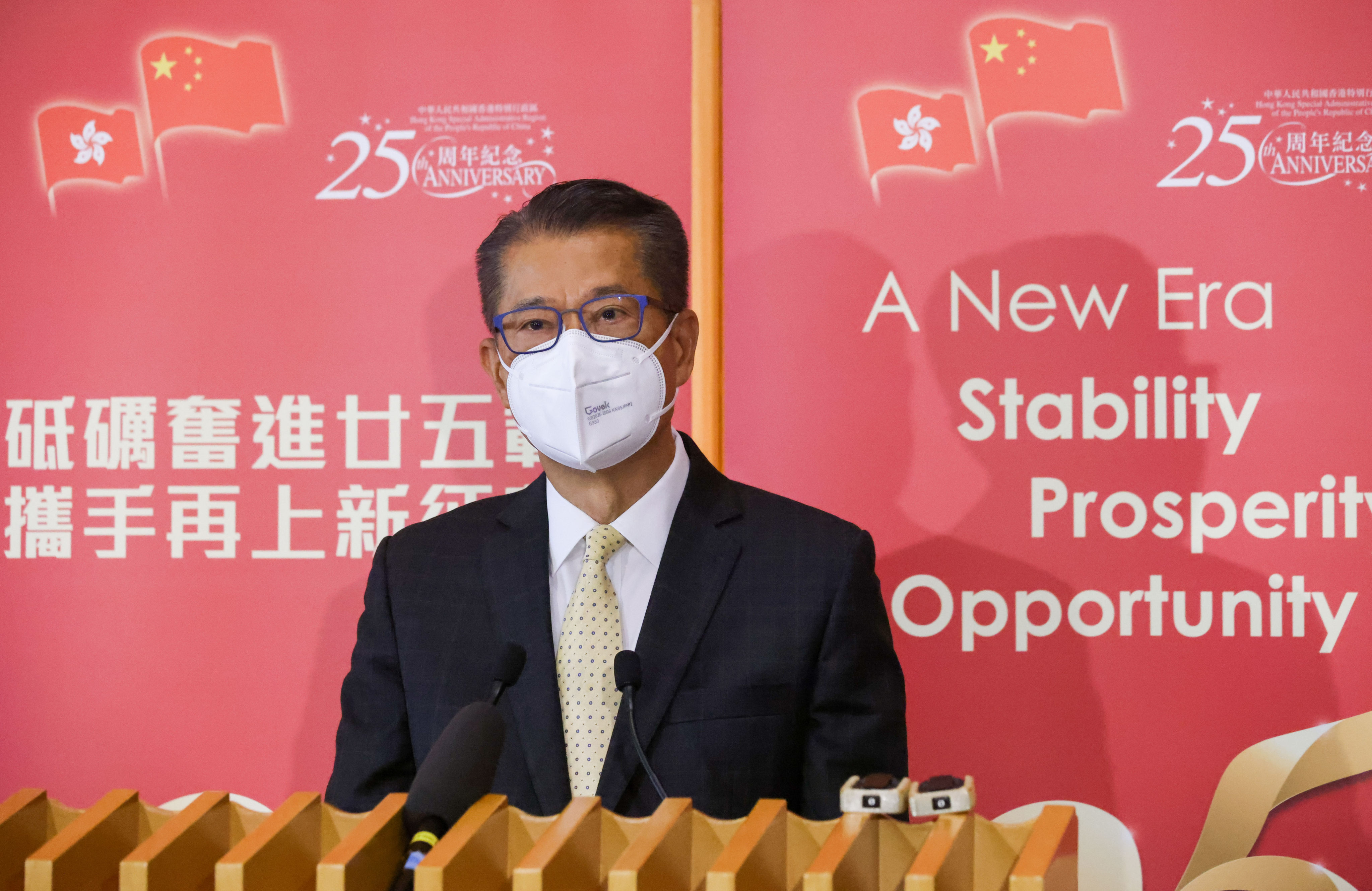 Financial Secretary Paul Chan Mo-po meets the press on Thursday at the government offices in Admiralty. Photo: Dickson Lee
