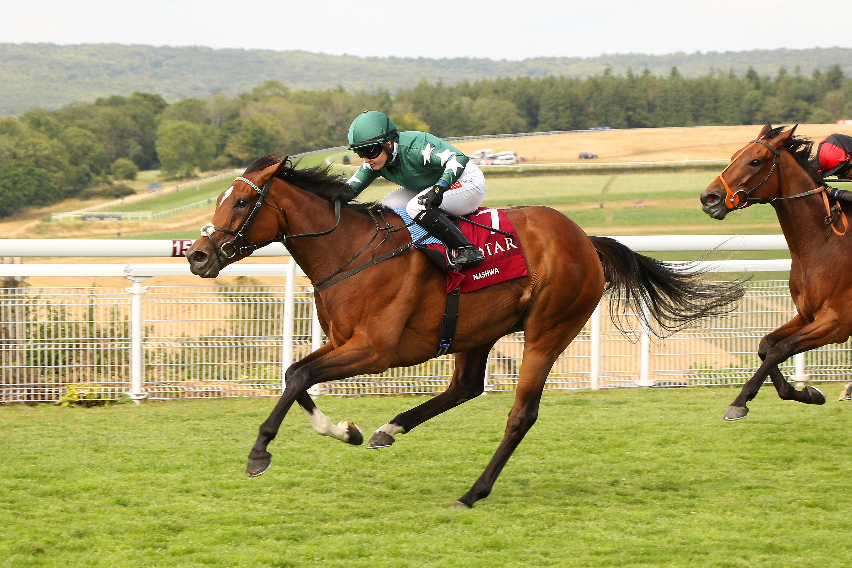 Hollie Doyle steers Nashwa to victory in the Nassau Stakes at Glorious Goodwood. Photo: Racingfotos.com
