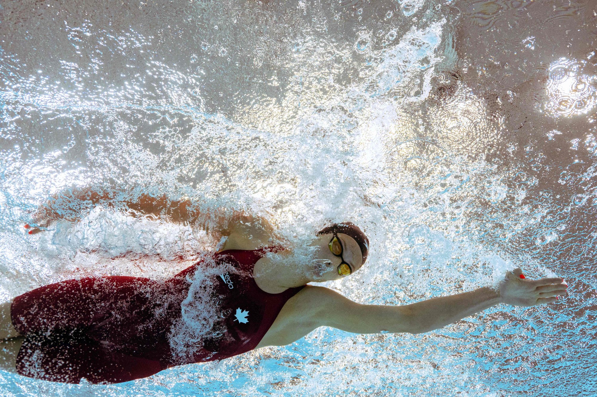 Canada’s Summer McIntosh took gold in the women’s 400m individual medley at the Sandwell Aquatics Centre. Photo: AFP