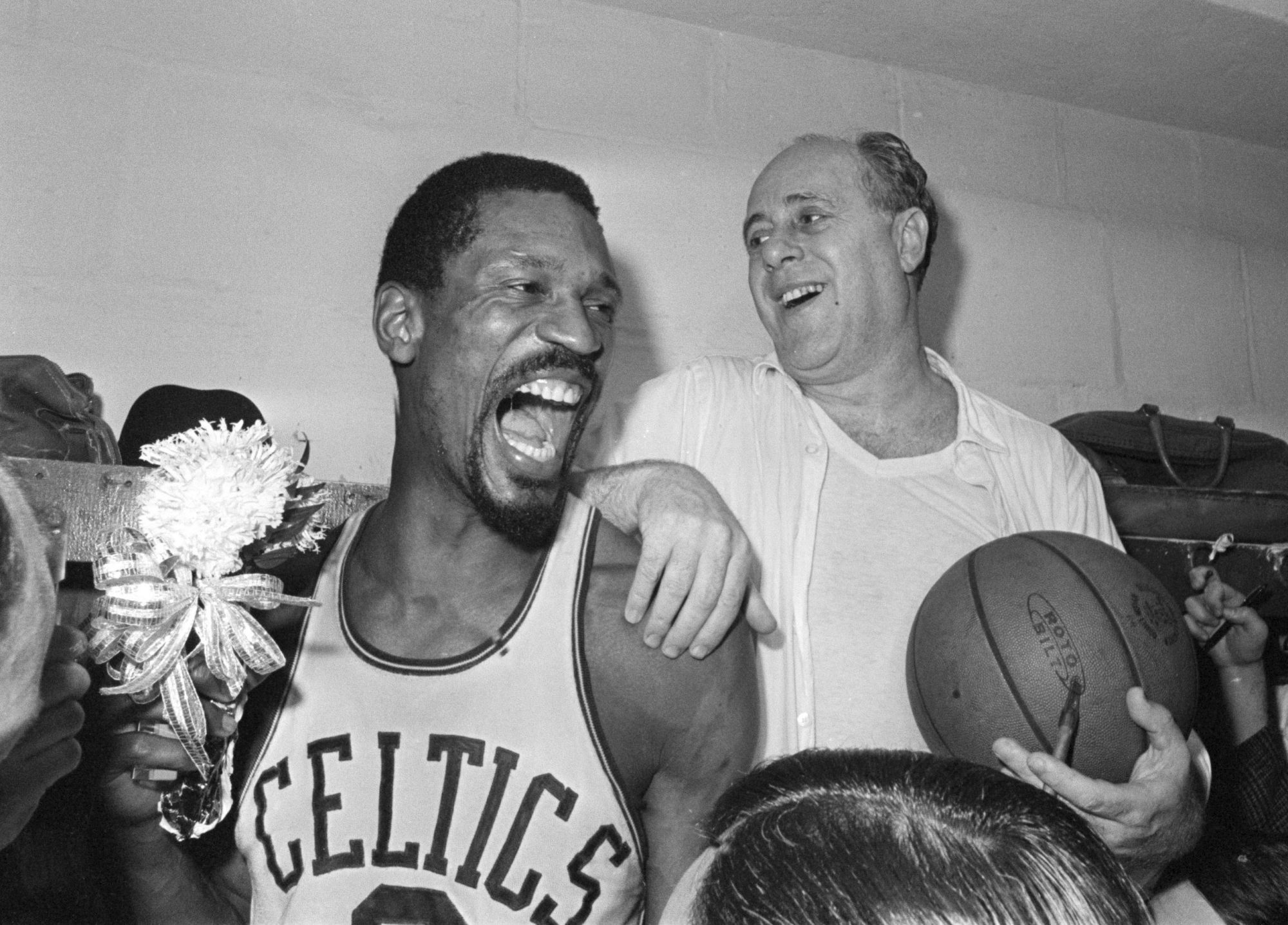 Boston Celtics’ Bill Russell, left, in 1966. Photo: AP
