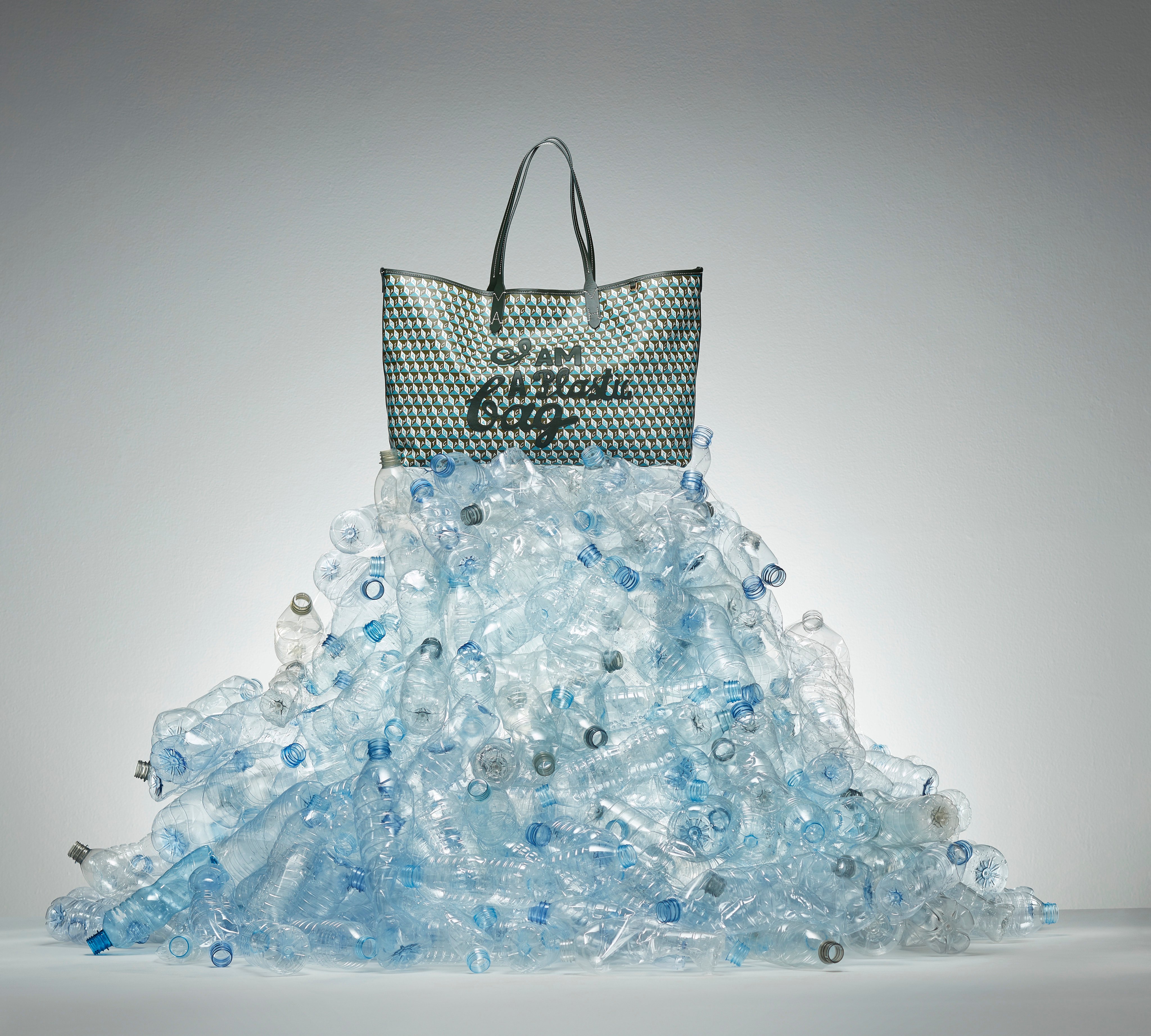 UK designer Anya Hindmarch has taken fashion’s unsustainable footprint to heart with initiatives like her 2020 “I am not a plastic bag” tote made from 32 half-litre recycled plastic bottles. Photo: Anya Hindmarch