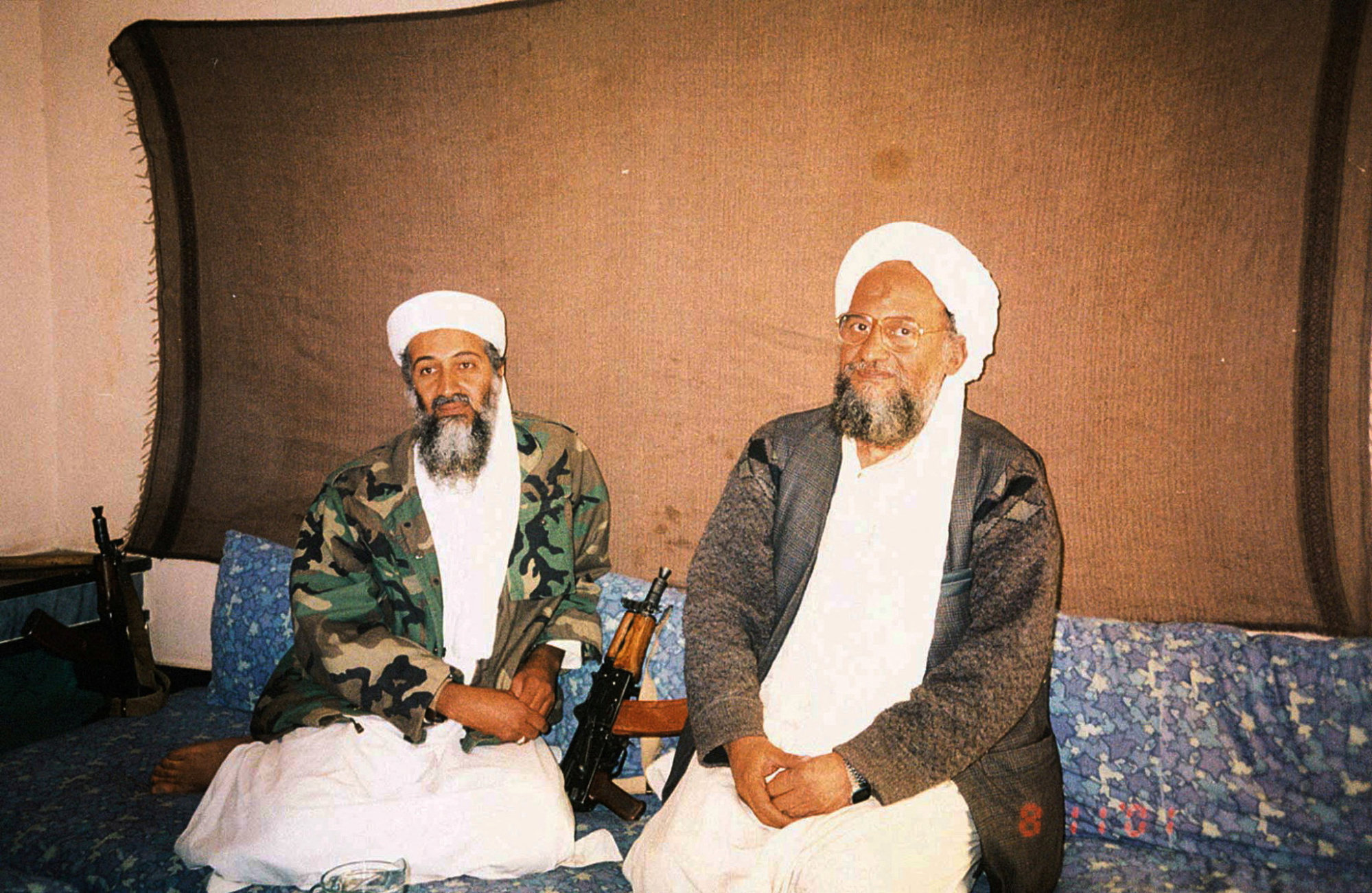Osama bin Laden and Ayman al-Zawahiri in an image supplied by Dawn newspaper in November 2001. File photo: Reuters