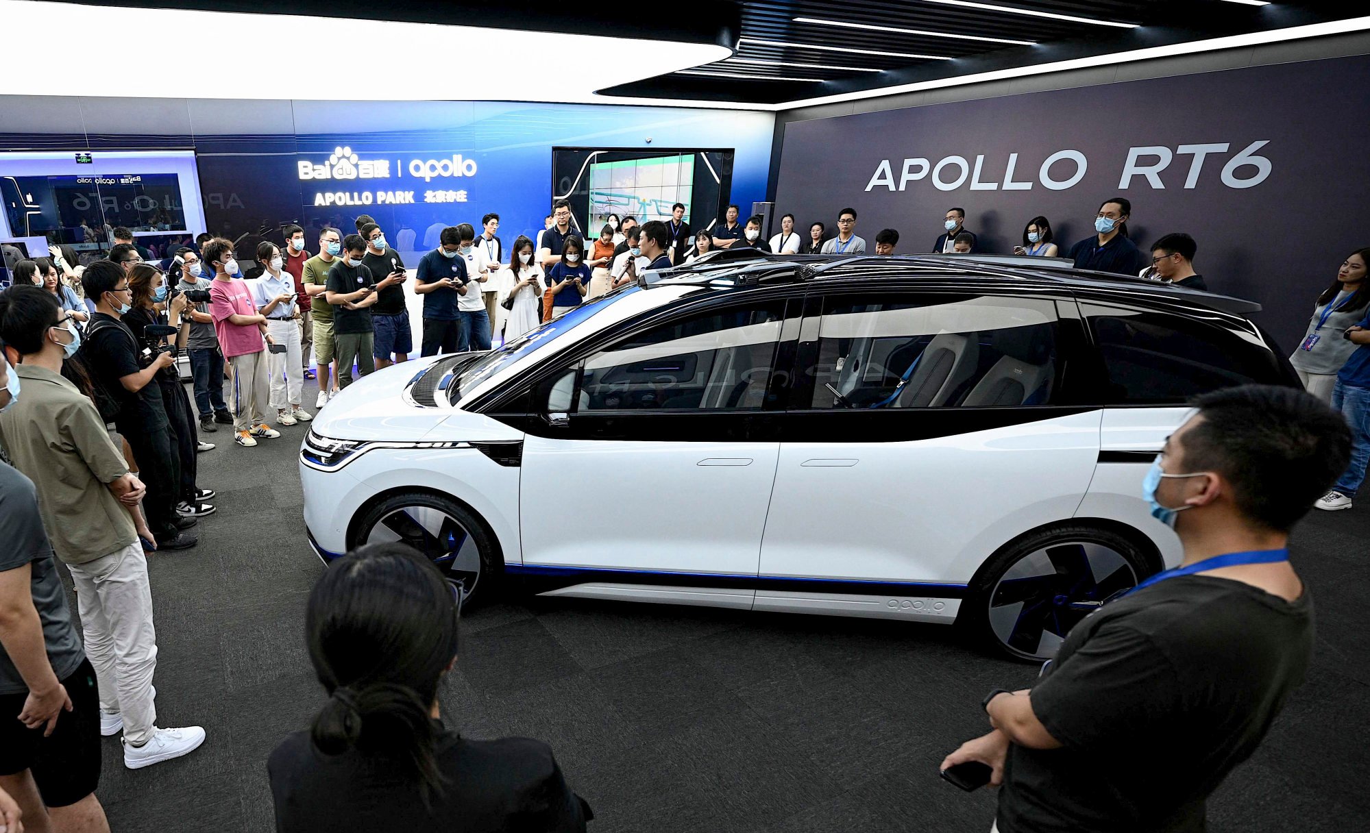 Baidu unveiled its Apollo RT6 next-generation autonomous vehicle in Beijing on July 20, 2022. The RT6 is set to join the company’s Apollo Go ride-hailing service from 2023. Photo: Agence France-Presse