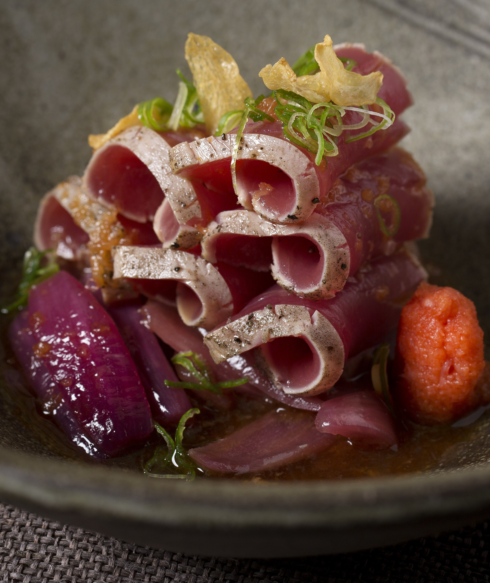 Sliced seared tuna with chilli daikon and ponzu sauce. Photo: Zuma