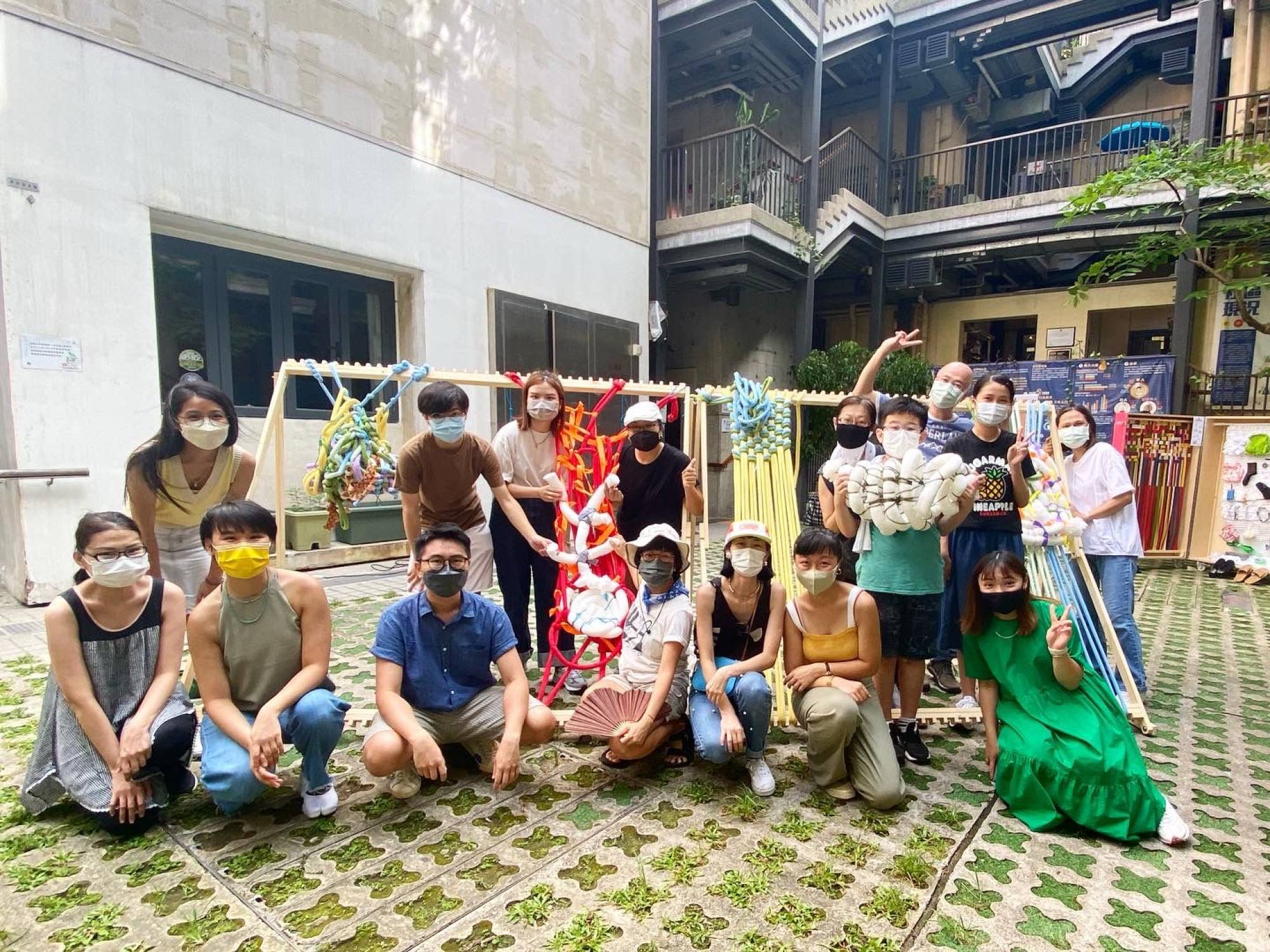 Participants in an art activity linked to the exhibition at Blue House in Wan Chai. Photo: Come’n Chill at Wanchai
