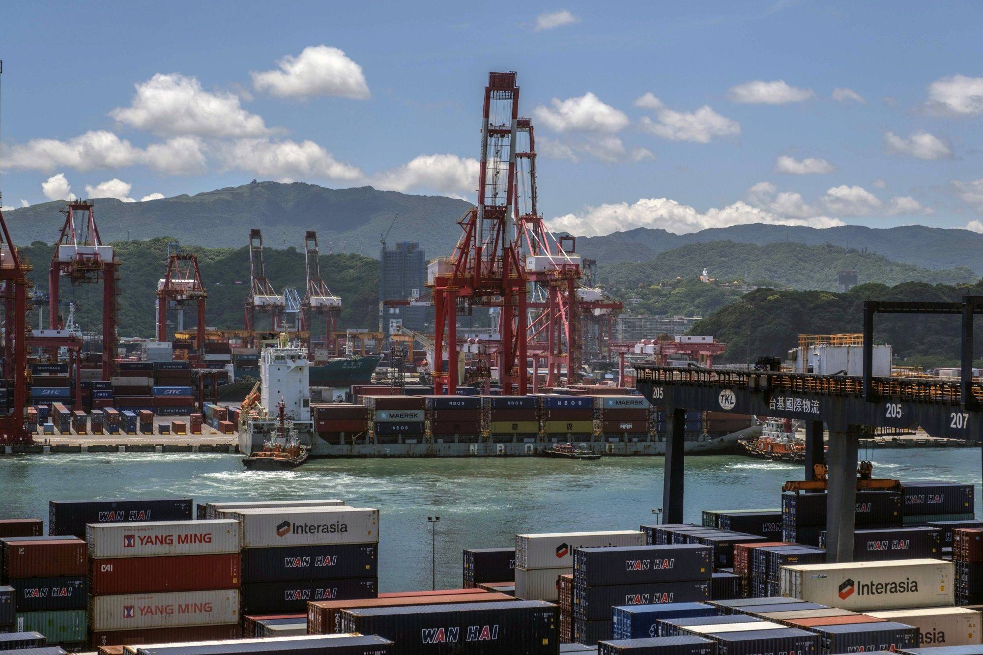 The Port of Keelung, Taiwan, is seen on Thursday after China kicked off live-fire military exercises that are affecting transport routes. Photo: Bloomberg
