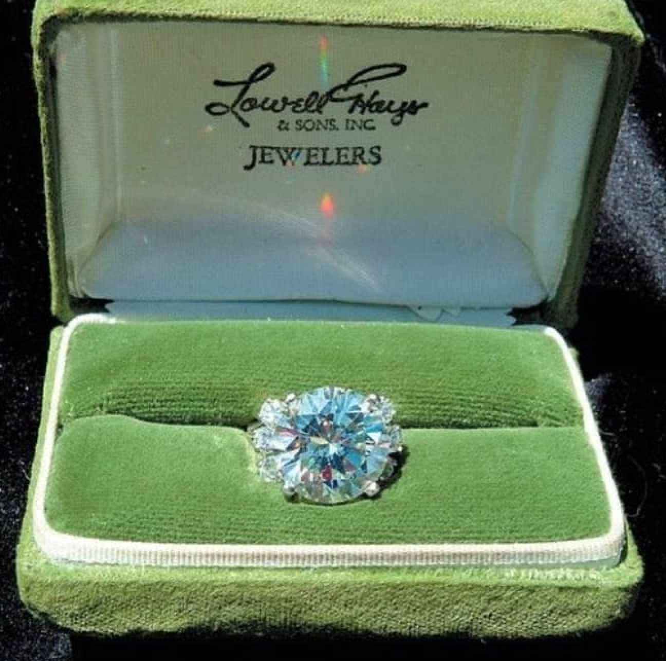 The engagement ring that Elvis Presley proposed to Ginger Alden with contained a huge sparkler reportedly taken from one of his showier stage rings. Photo: Ginger Alden/Facebook