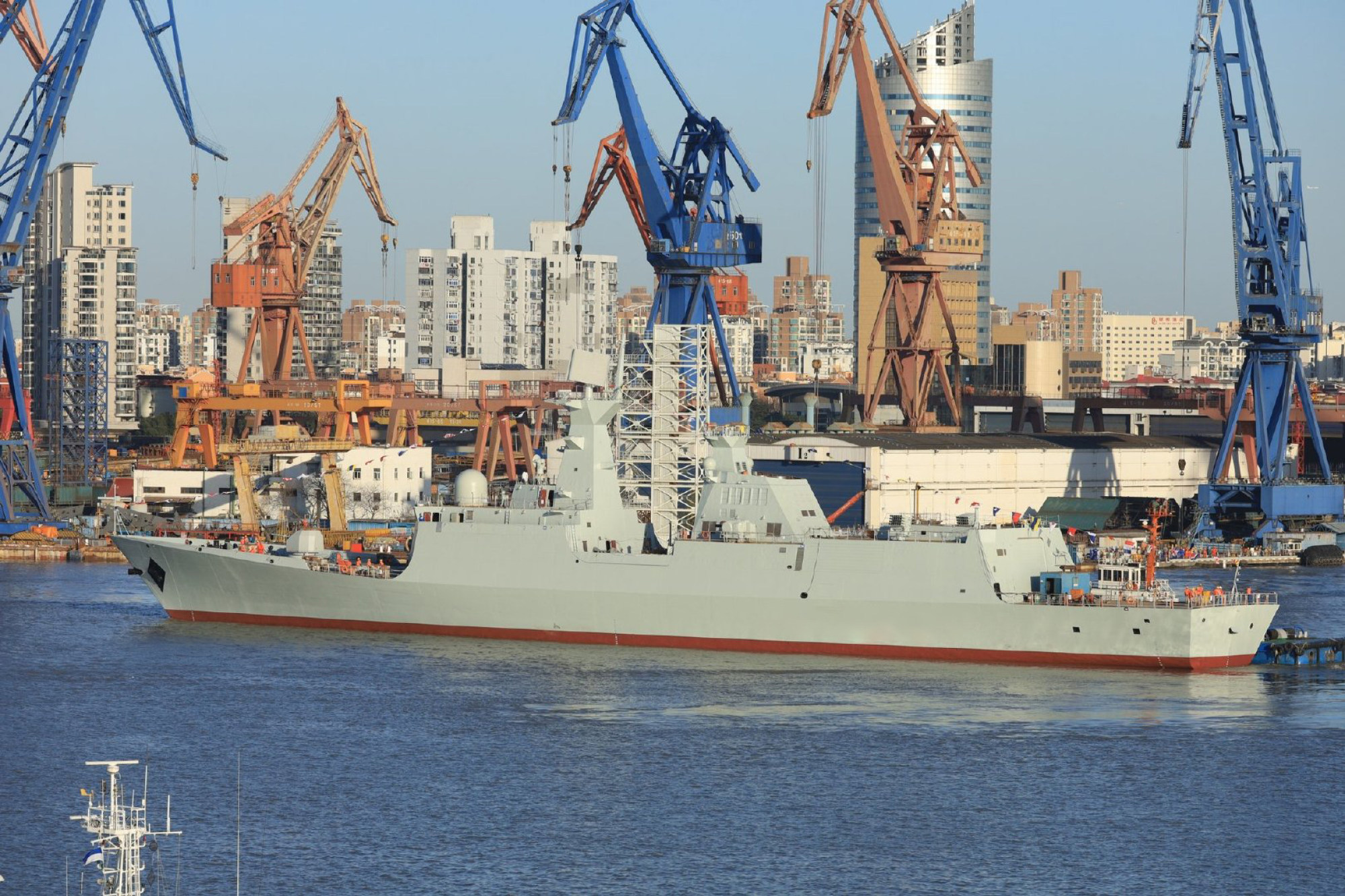 A PLA Navy Type-054 frigate launched in December. Photo: Weibo