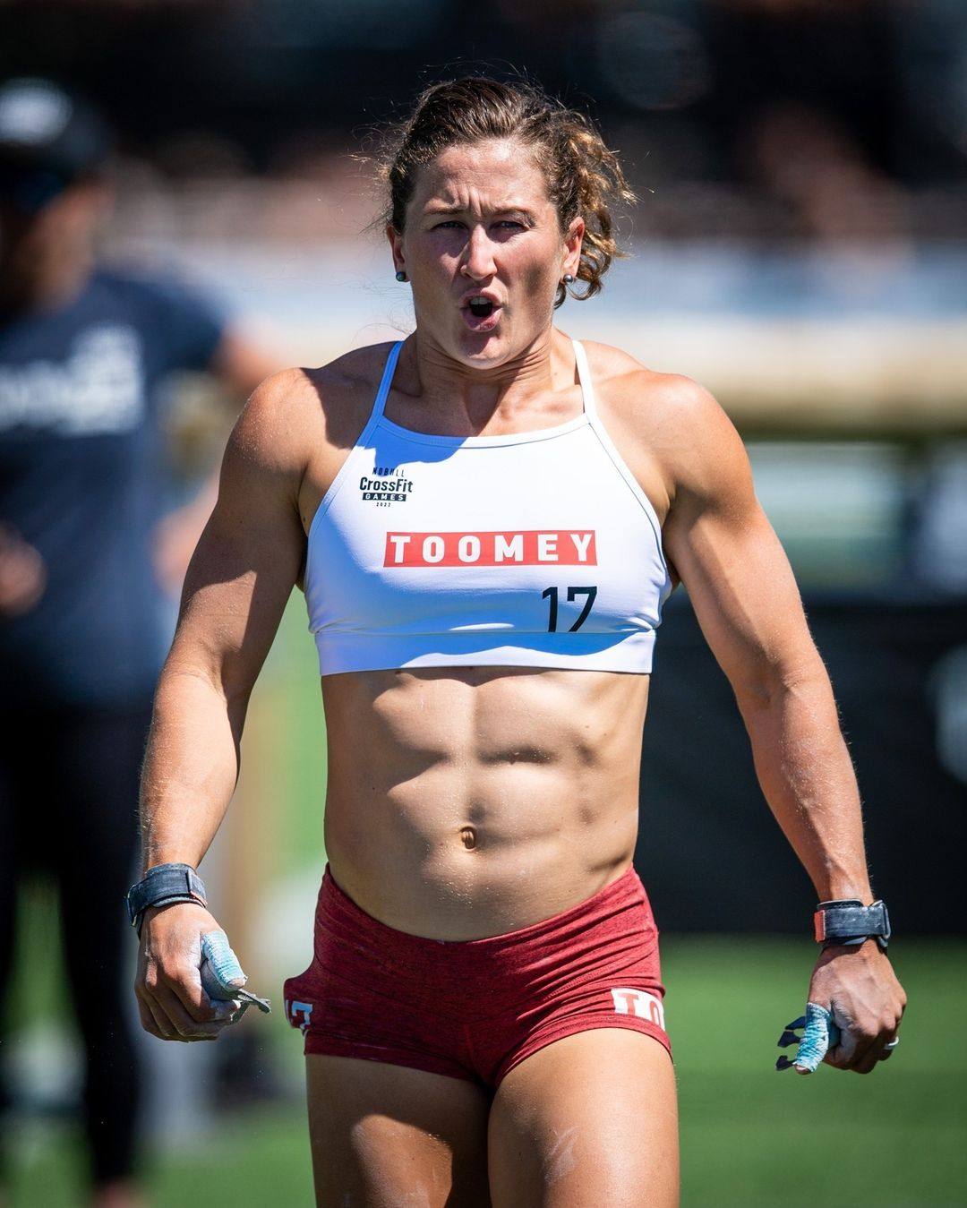 Tia-Clair Toomey competes in the ‘Up and Over’ event at the 2022 CrossFit Games. Photo: CrossFit