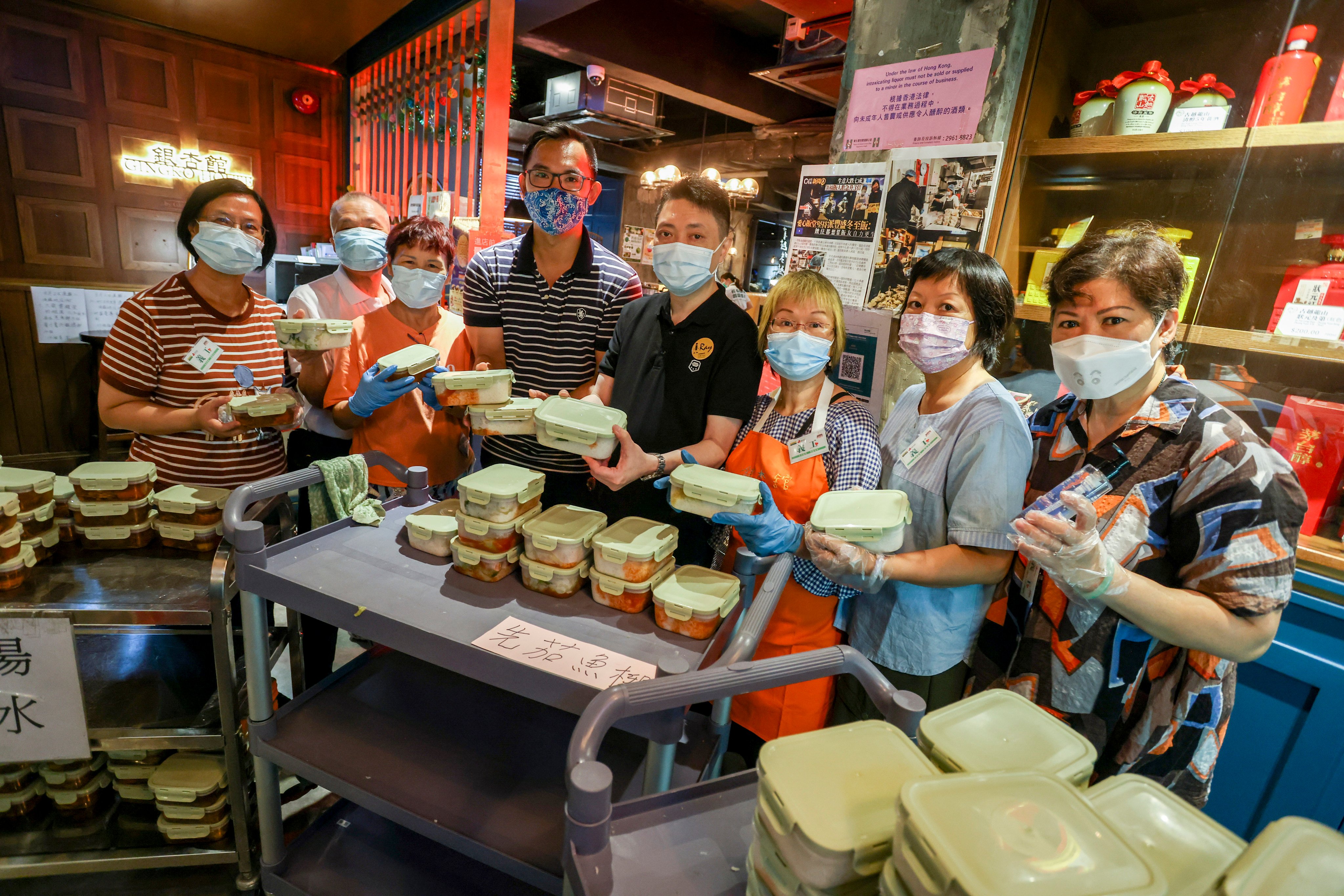 Members of Gingko House’s Love Project Rice Box team, a hot meal service. Photo: Jonathan Wong