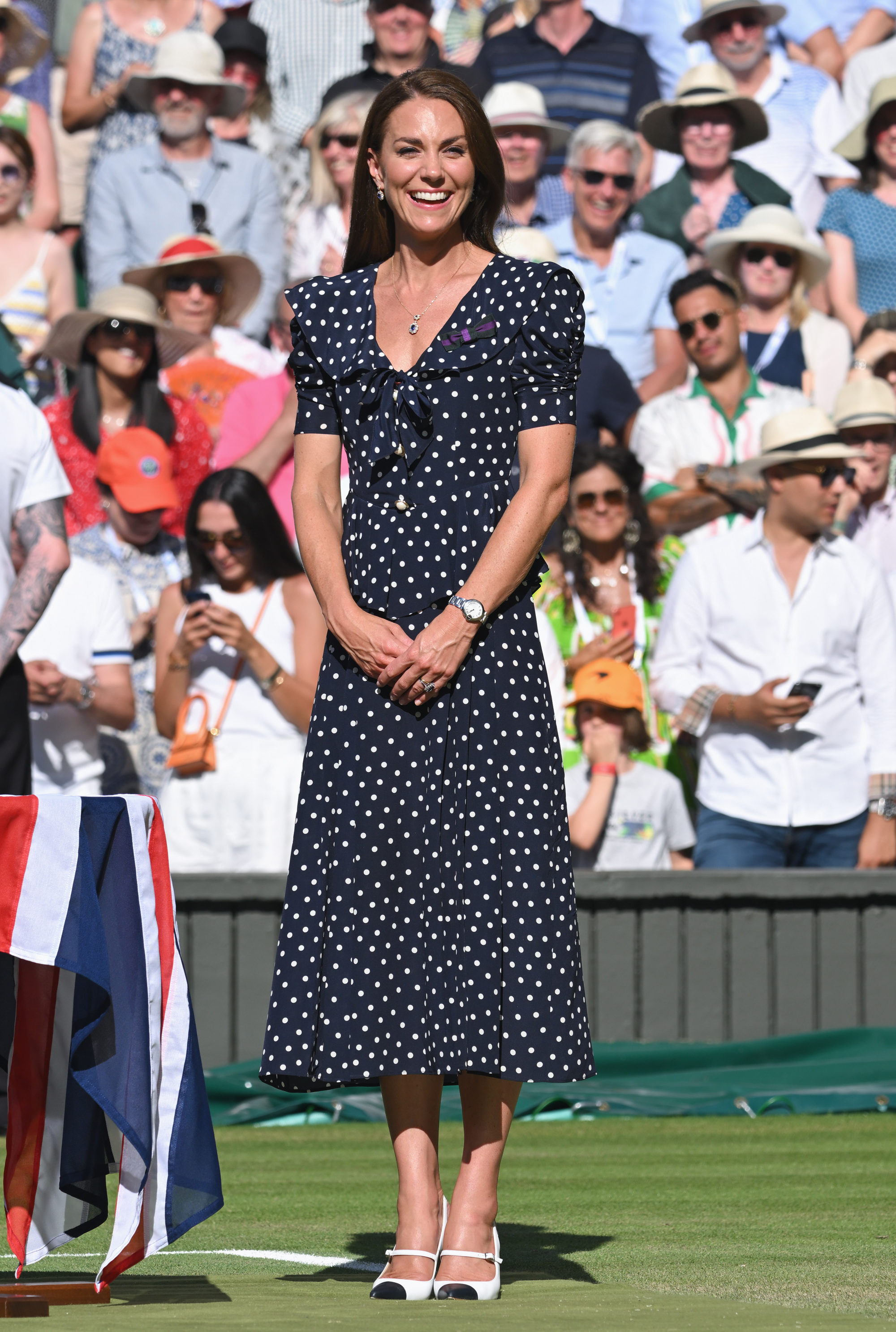 The Duchess of Cambridge at the Wimbledon women’s singles final trophy presentation. Photo: WireImage