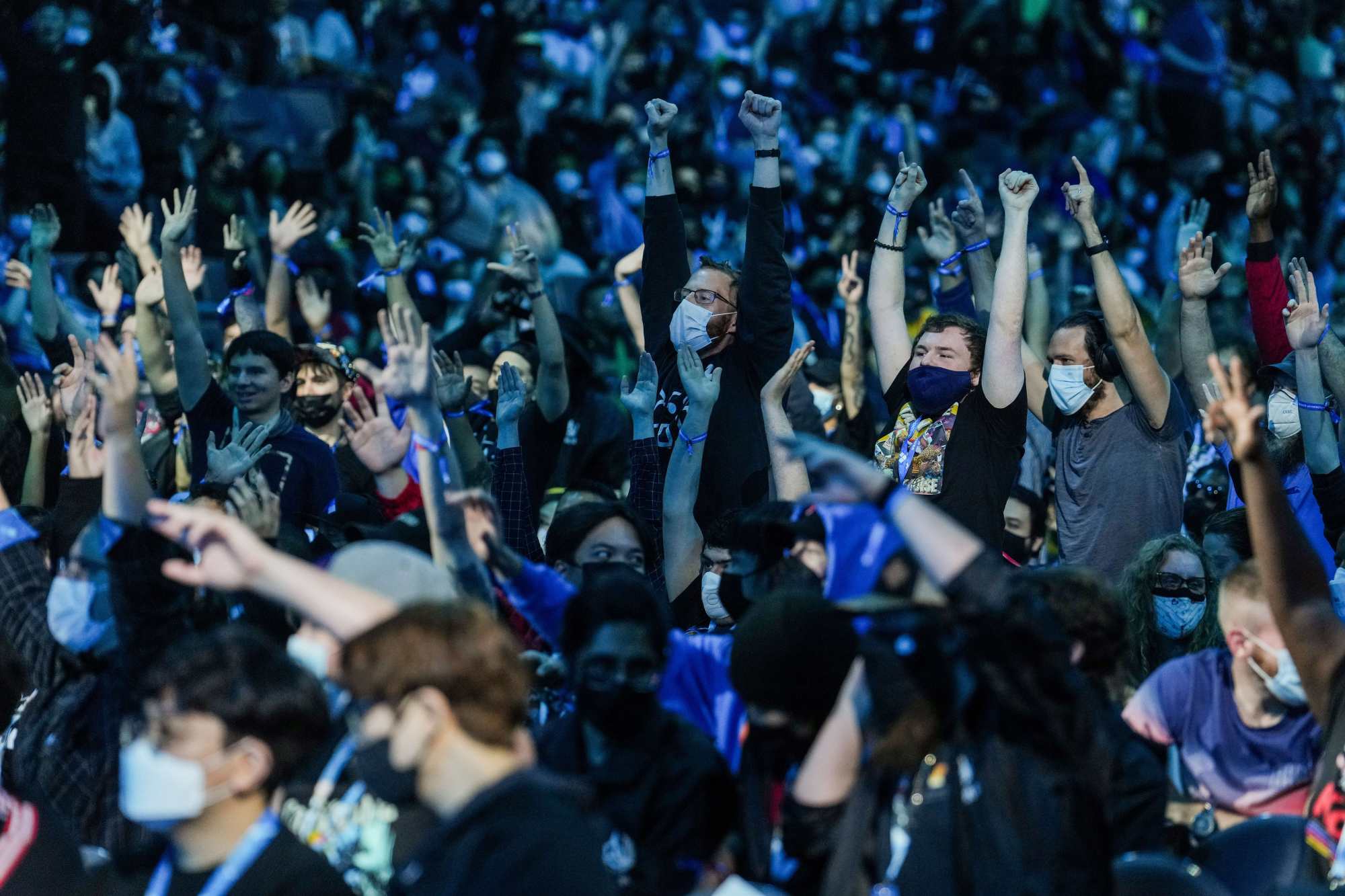 Compared with the situation in China, esports tournaments in the United States are growing their live audience. Fans watch the EVO 2022 Tekken 7 tournament at Mandalay Bay Resort and Casino on August 07, 2022 in Las Vegas, Nevada. Photo: Agence France-Presse