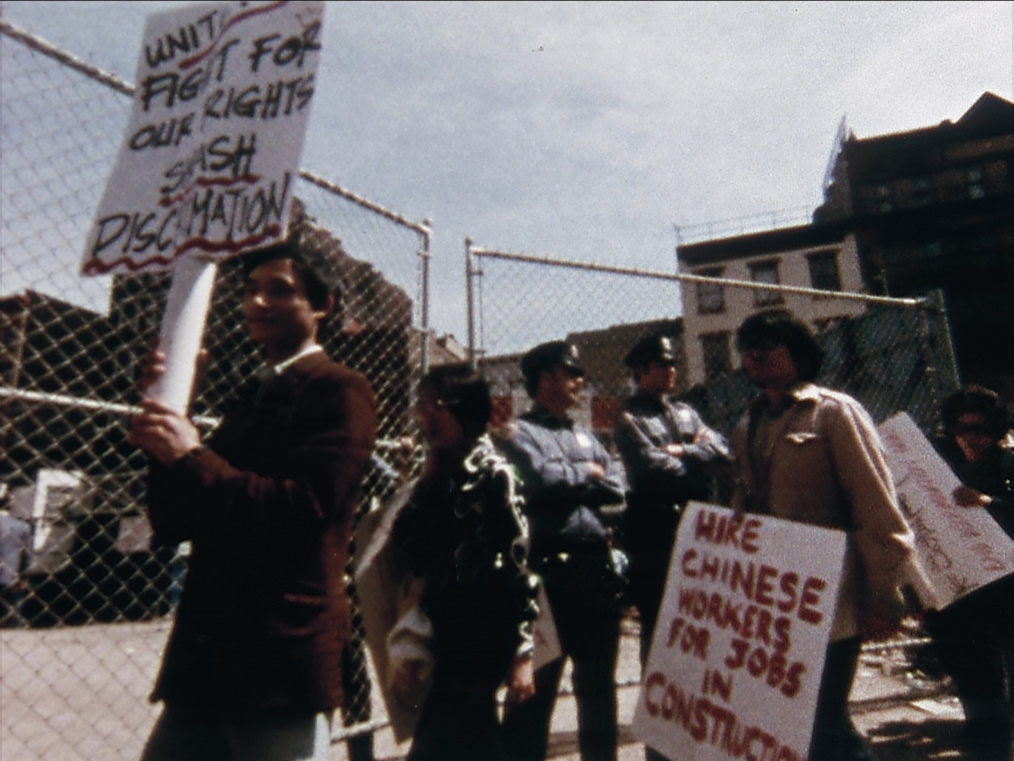 A still from the documentary From Spikes to Spindles, about the early days of an emerging consciousness in the community of New York’s Chinatown.