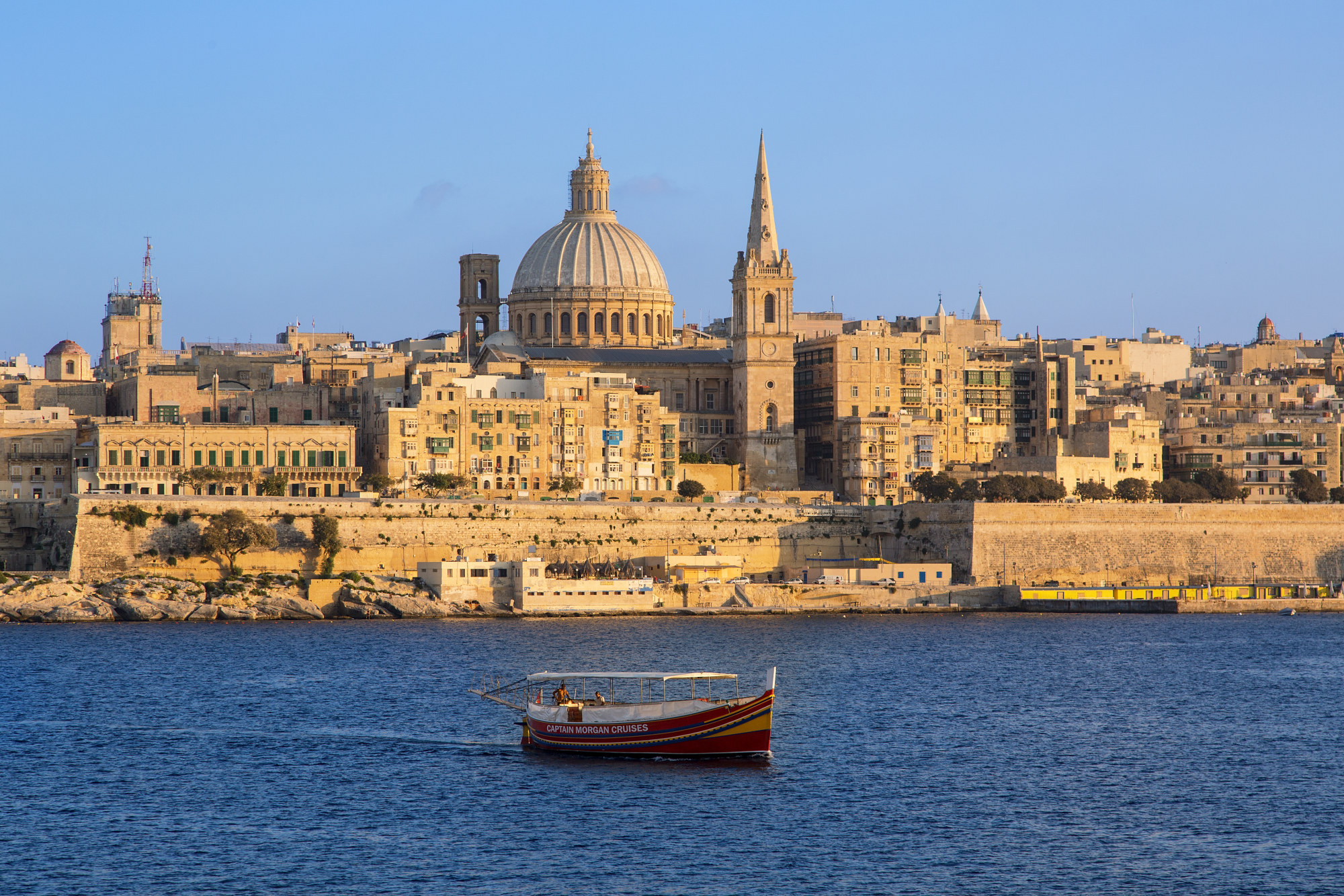 Malta’s Valletta skyline with the St. Paul’s Anglican Cathedral and Carmelite Church from Sliema. Photo: Shutterstock