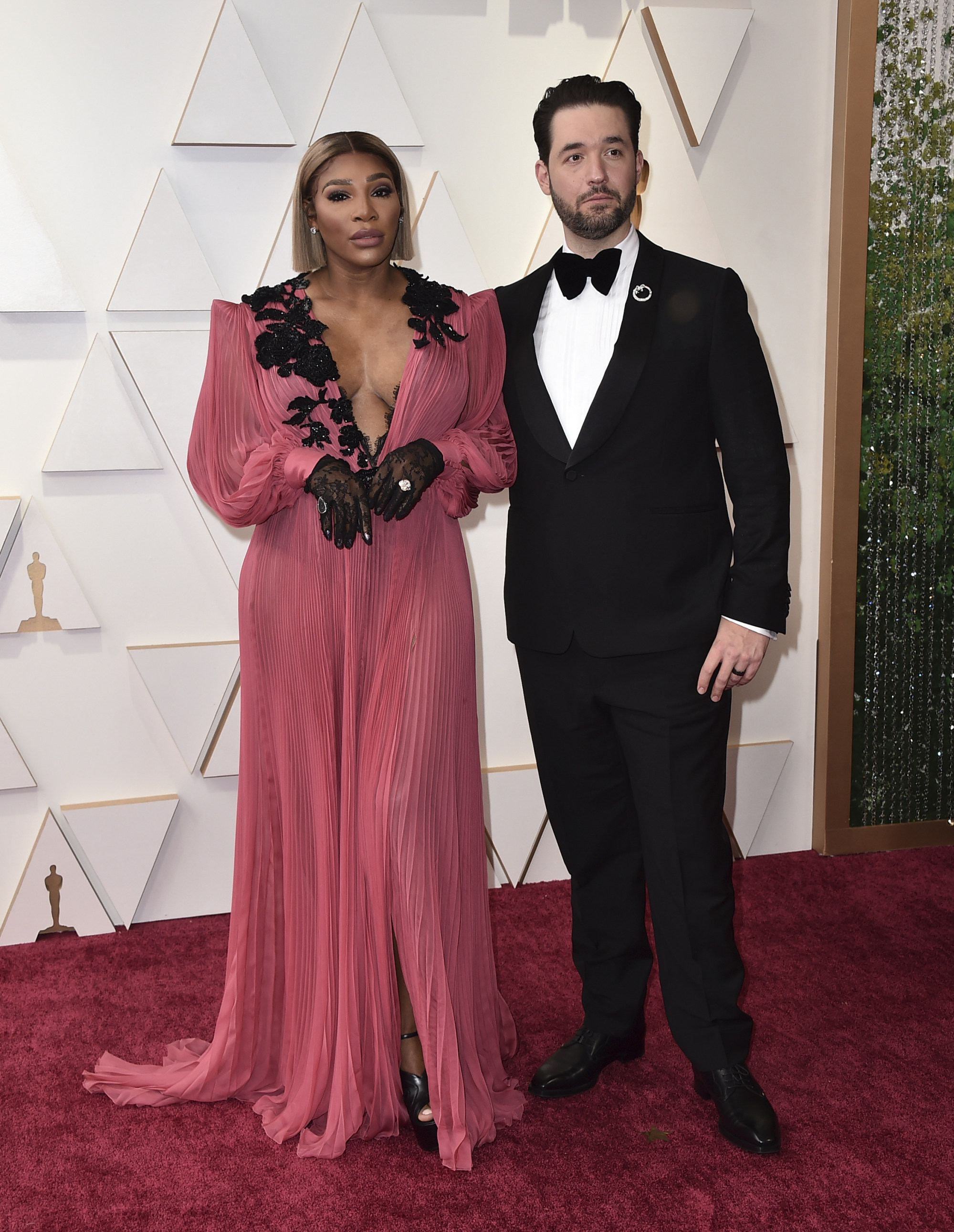 Serena Williams and husband Alexis Ohanian arrive at the Oscars in Los Angeles in March. Photo: AP