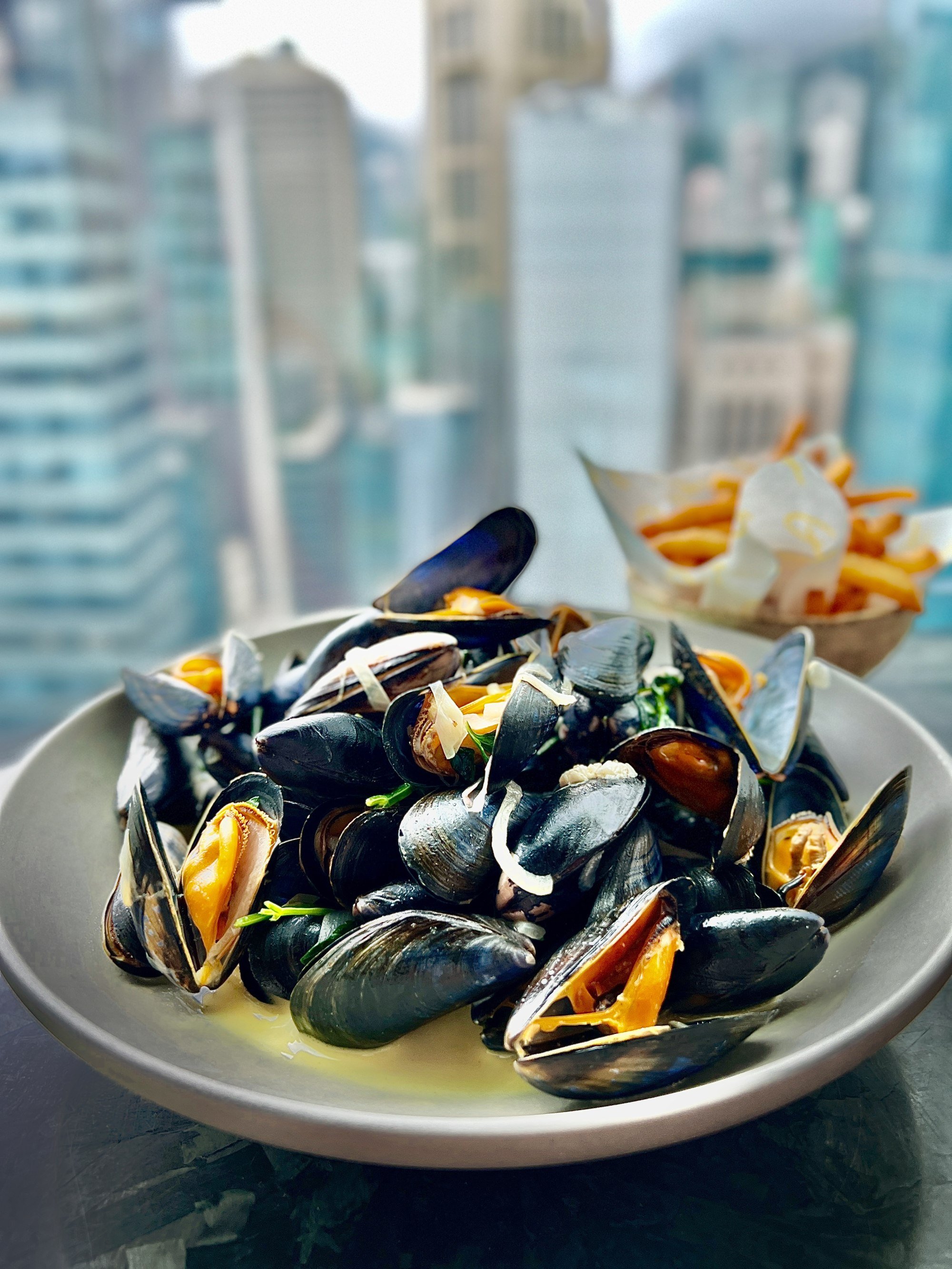 Morisseau Mont-Saint Michel mussels mariniere are on the new lunch menu at Plume. Photo: Plume