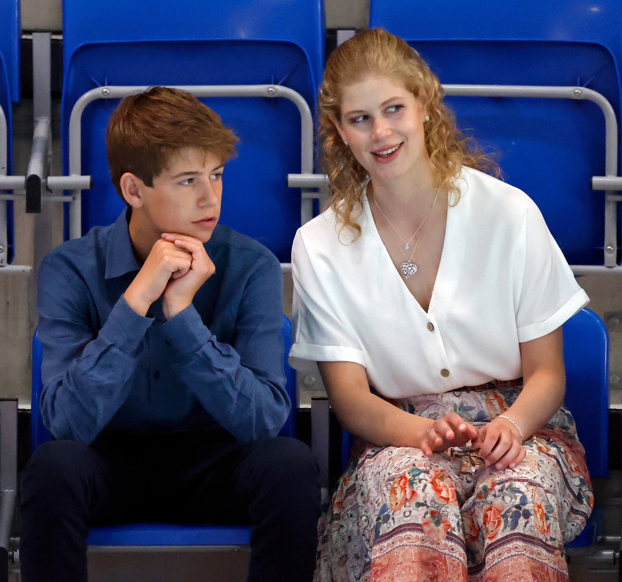 James, Viscount Severn, and sister Lady Louise Windsor watch the swimming during the 2022 Commonwealth Games at the Sandwell Aquatics Centre on August 2, in Birmingham, England. Photo: Indigo/Getty Images