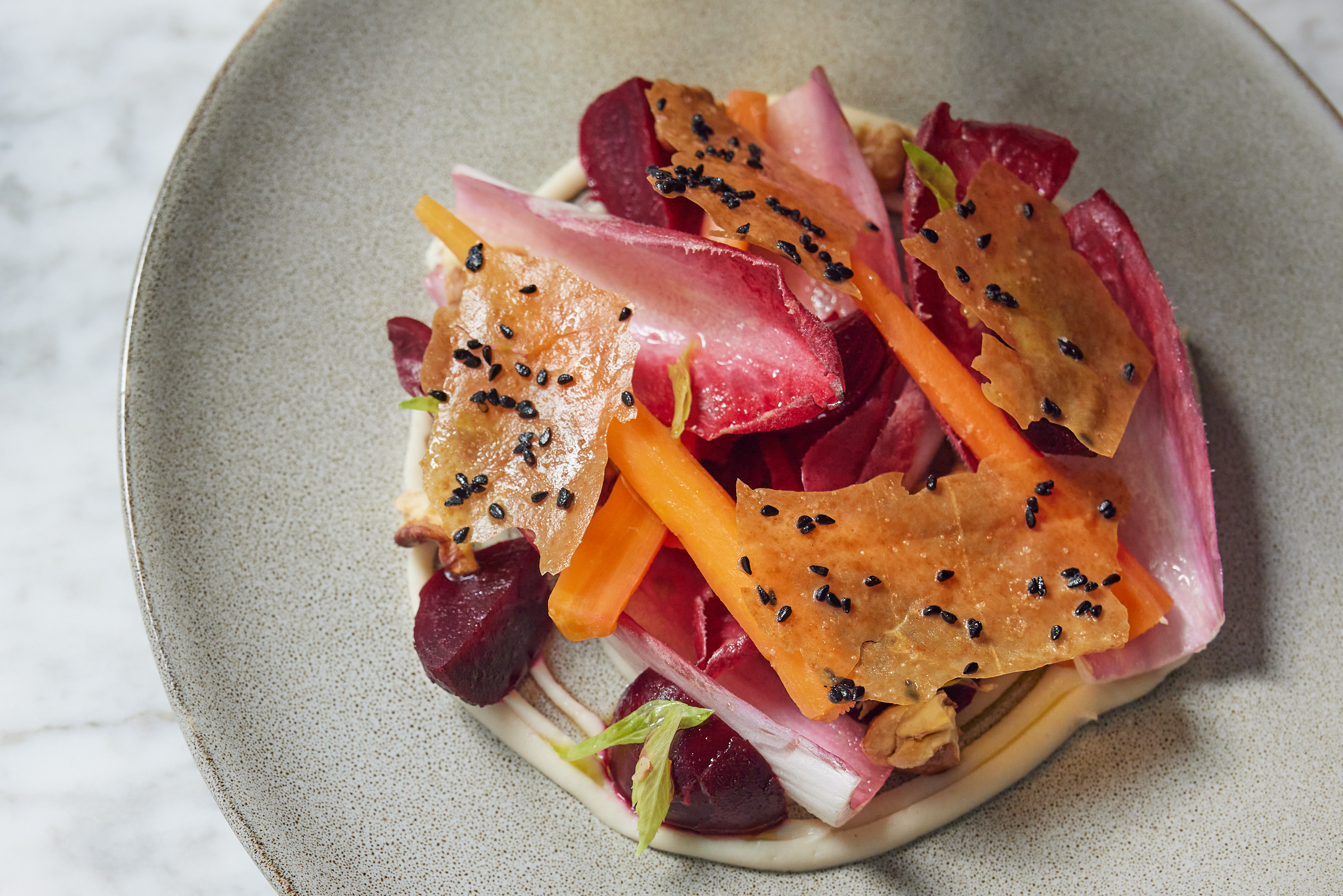 Beetroot and carrot salad with white bean hummus from Cornerstone. Affordable dining in Hong Kong is possible if you know where to look. Photo: Cornerstone