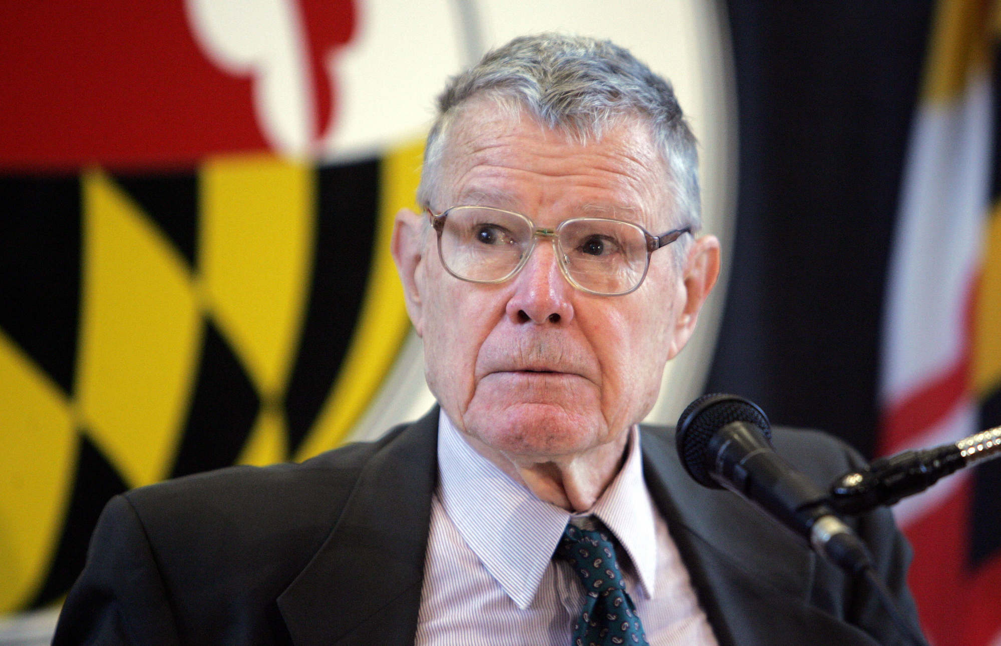 Economist Thomas C. Schelling pictured in 2005 giving a speech at the University of Maryland, US. Photo: AFP
