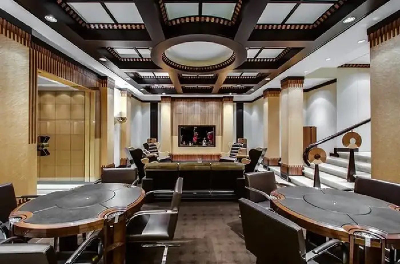The cigar room features plenty of card tables for gambling. Photo: Concierge Auctions