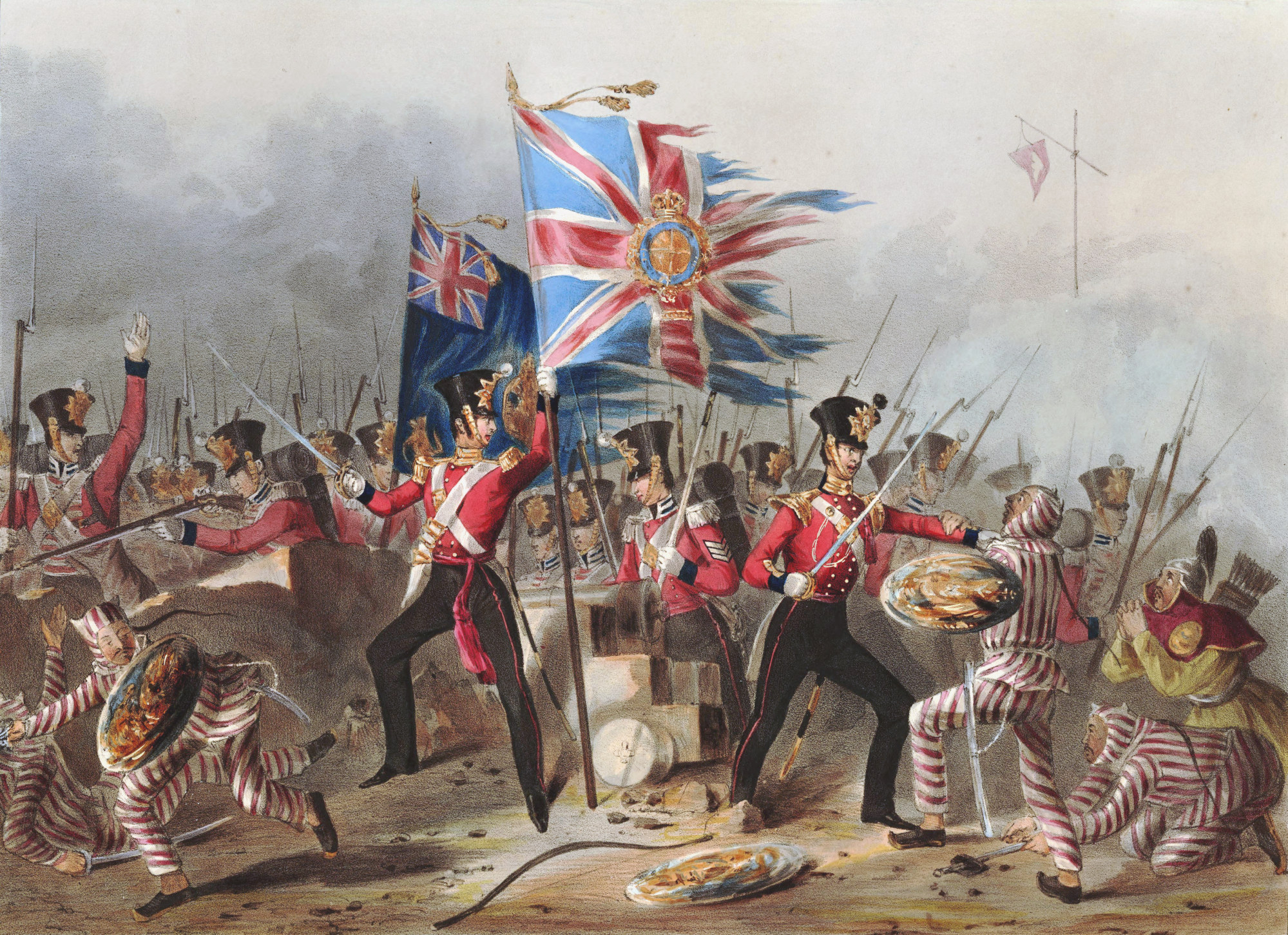 An illustration of British and Chinese soldiers fighting during a battle in the first opium war, sparked when China sought to ban opium use and destroyed imported stock. Photo: Getty Images