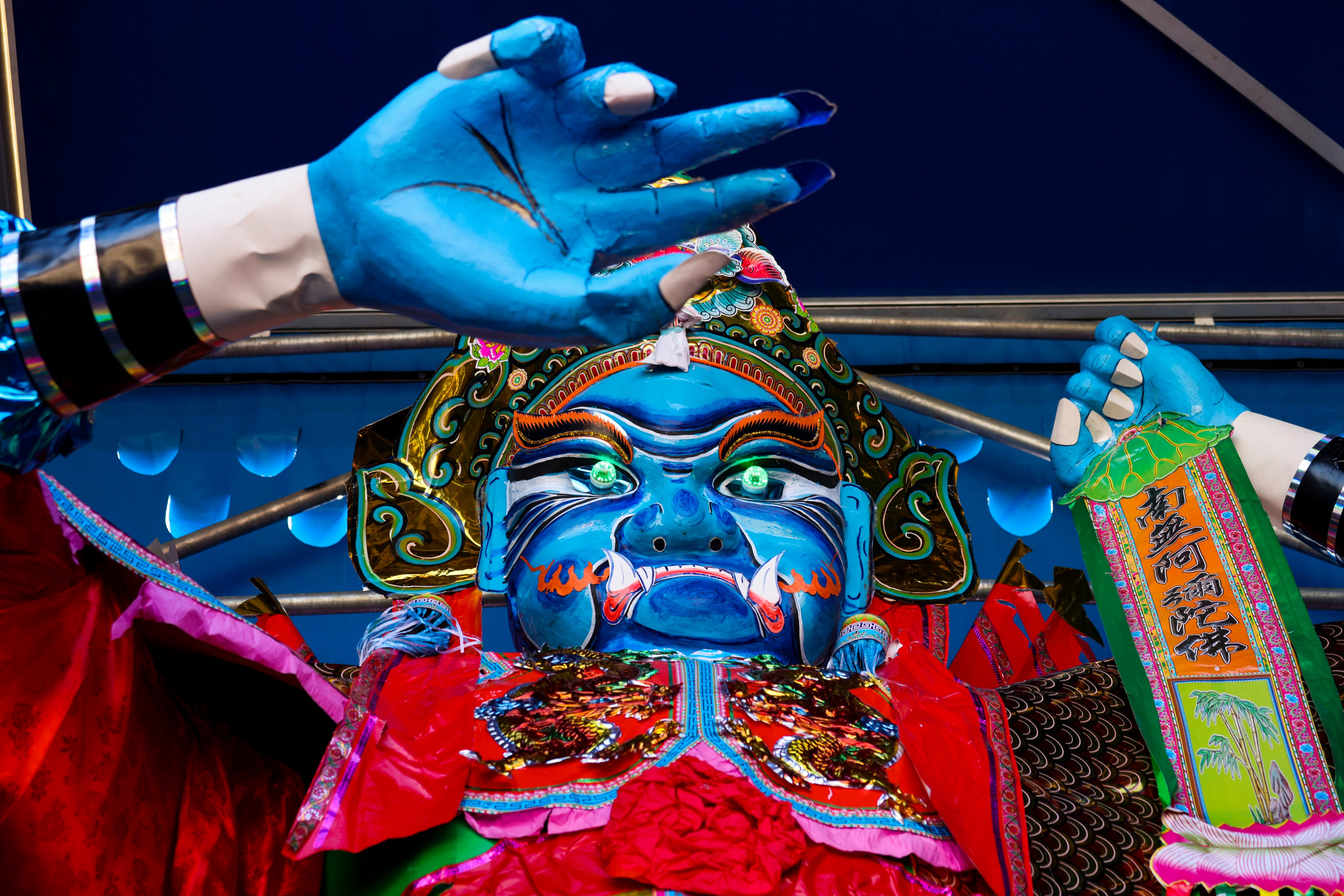 An effigy of the Ghost King during a ceremonial ritual for the Hungry Ghost Festival at Tai Kong Po Tsuen, Pat Heung, Kam Tin in Hong Kong. Photo: Nora Tam