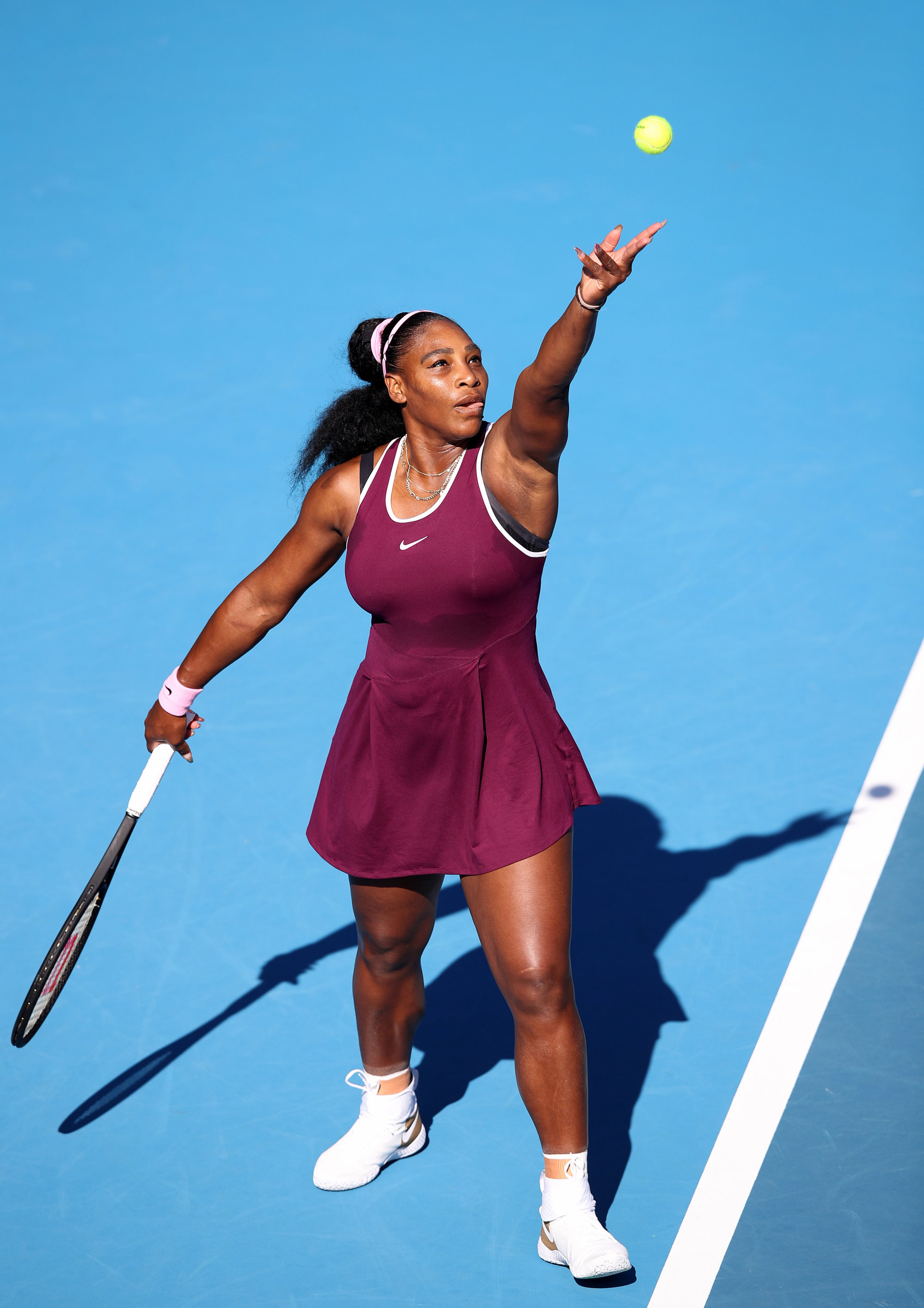 Serena Williams of the US serves in the singles final against Jessica Pegula of the US on day seven of the 2020 Women’s ASB Classic at ASB Tennis Centre, in January 2020 in Auckland, New Zealand. Photo: Getty Images