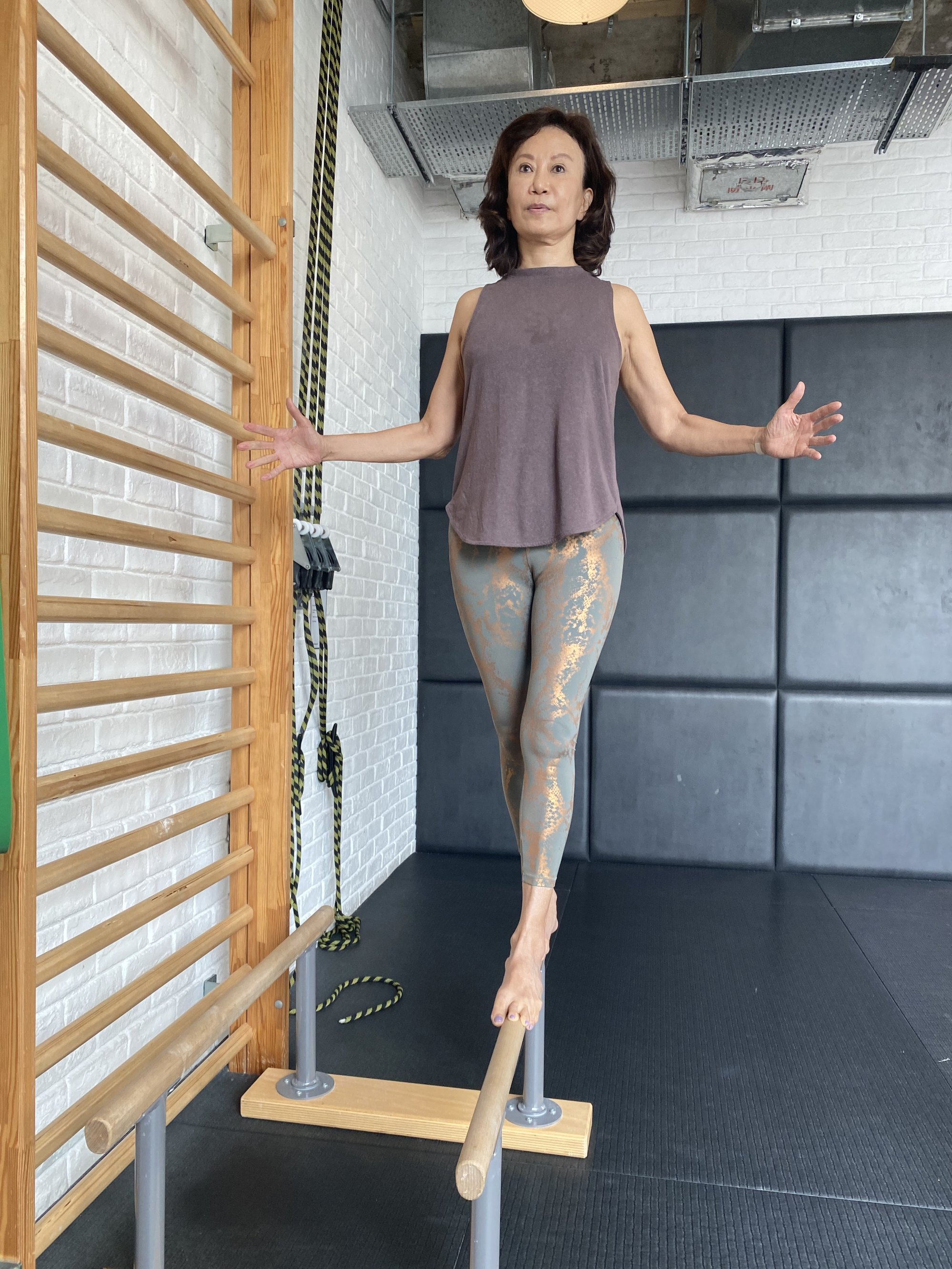 Theresa Brickley does a balancing workout at Pure Fitness. Photo: Pure Fitness