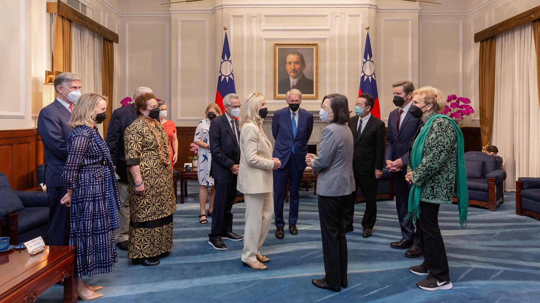 Taiwanese President Tsai Ing-wen meets Senator Ed Markey and other members of the US congressional delegation at the presidential office in Taipei. Photo: Handout via Reuters