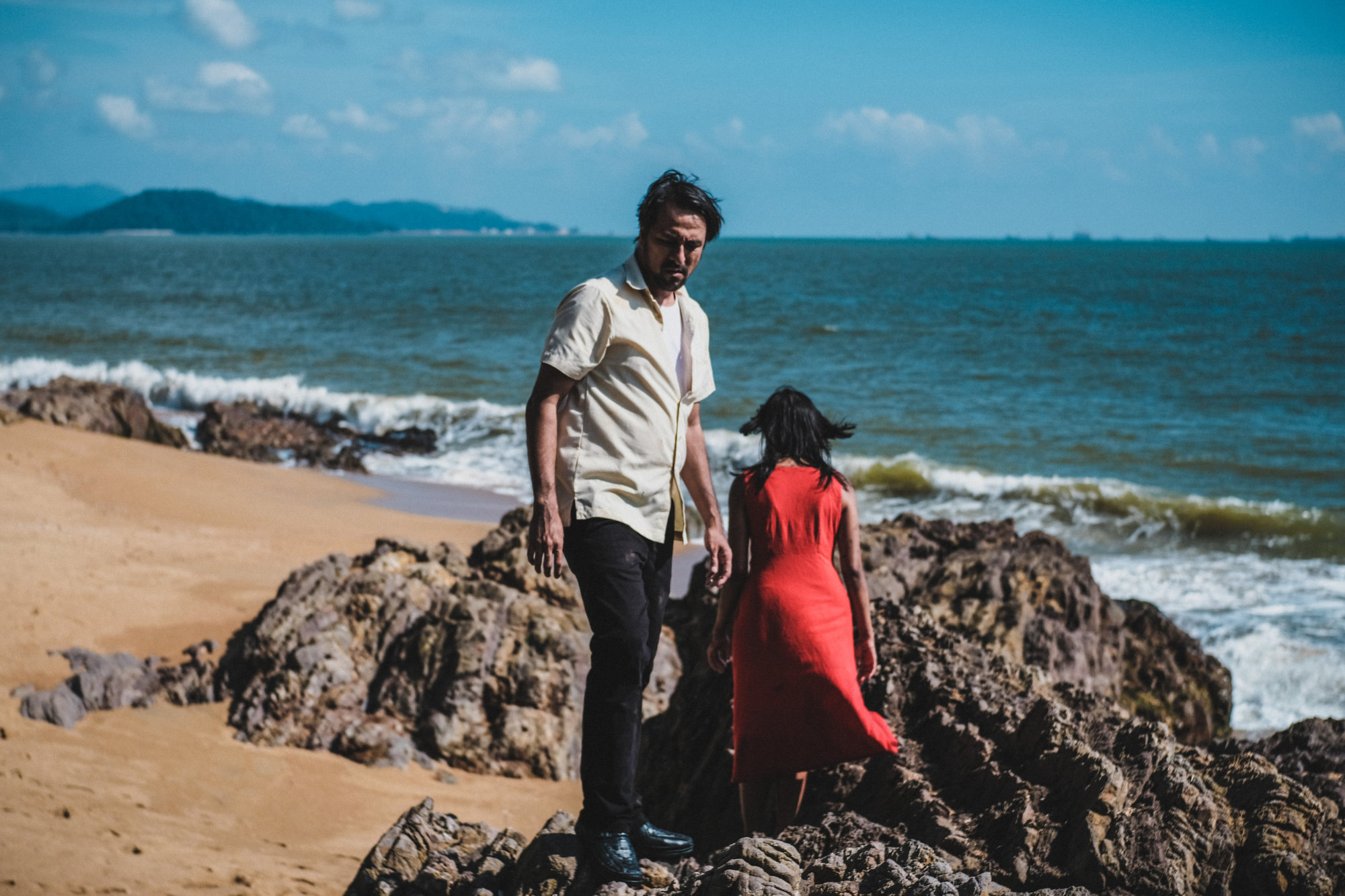 Bront Palarae (front) and Asmara Abigail in a still from Stone Turtle.