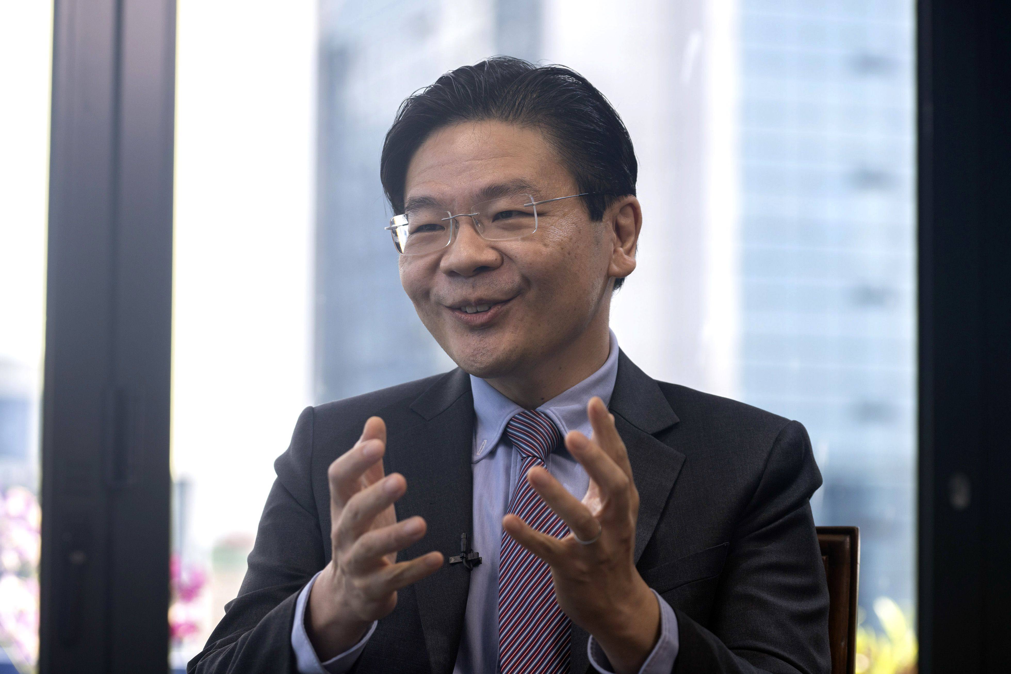 Lawrence Wong, Singapore’s prime minister-in waiting and current finance minister, speaks during an interview on Monday. Photo: Bloomberg