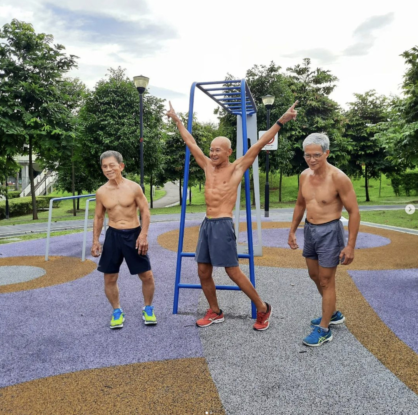 From left, Ng Bee Kia, Victor Chan and Ngai Hin Kwok in Singapore. They are mature influencers who are using social media to motivate other old people to exercise. Photo: Instagram/@teamstrongsilvers