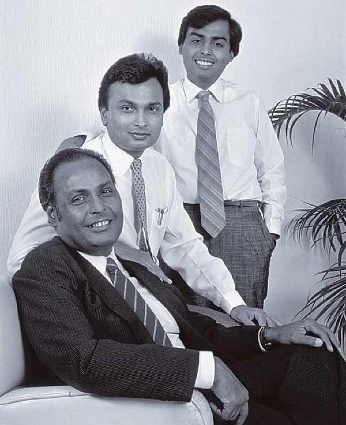 Family patriarch Dhirubhai Ambani, pictured here with his sons Mukesh and Anil Ambani, was also inexplicably mentioned in the threatening phone calls. Photo: @nita_ambani77/ Instagram