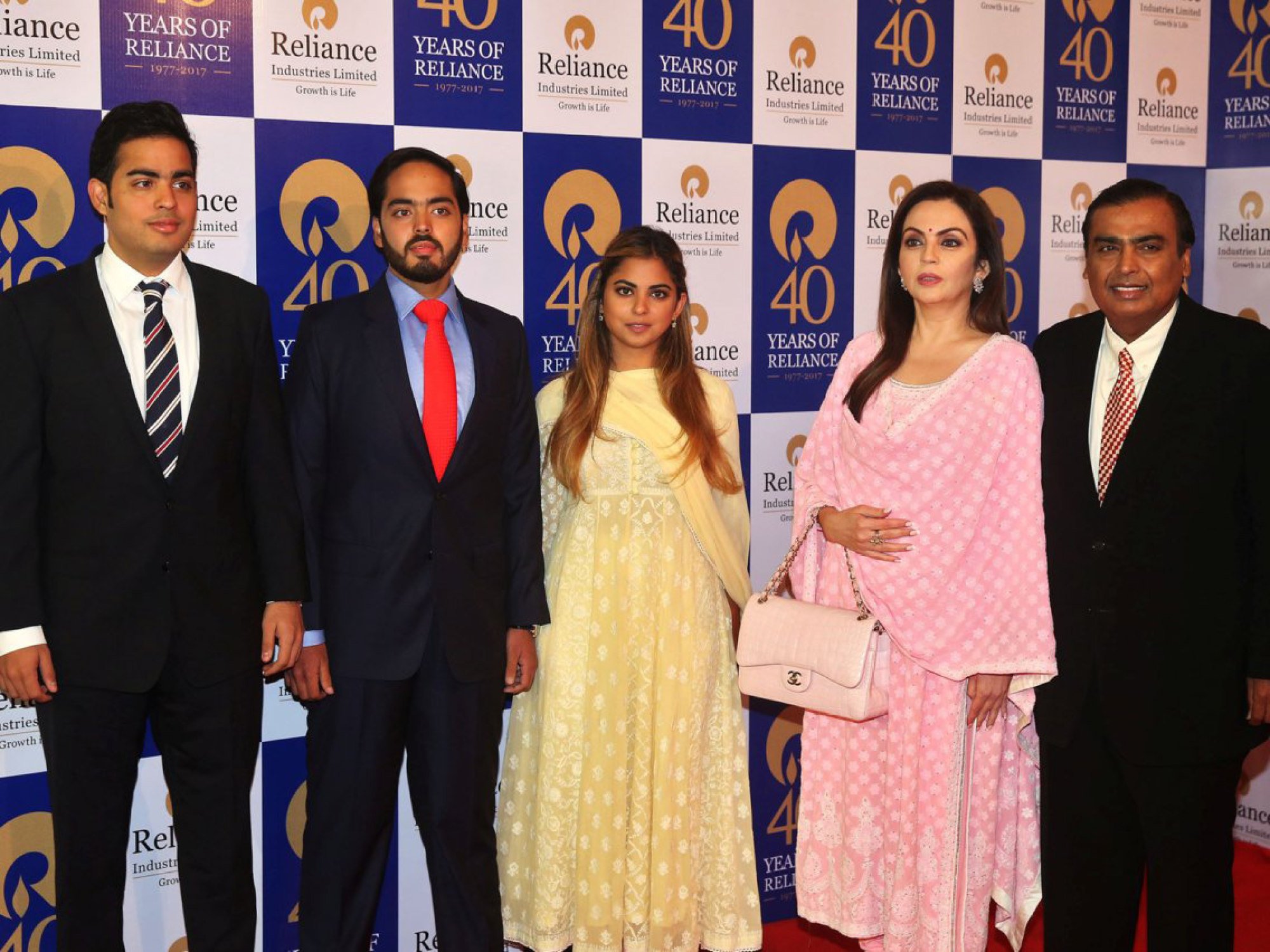 Akash, Anant, Isha, Nita and Mukesh Ambani are the richest family in all of Asia, making them a target for hatred on more than one occasion over the past two years. Photo: Reuters