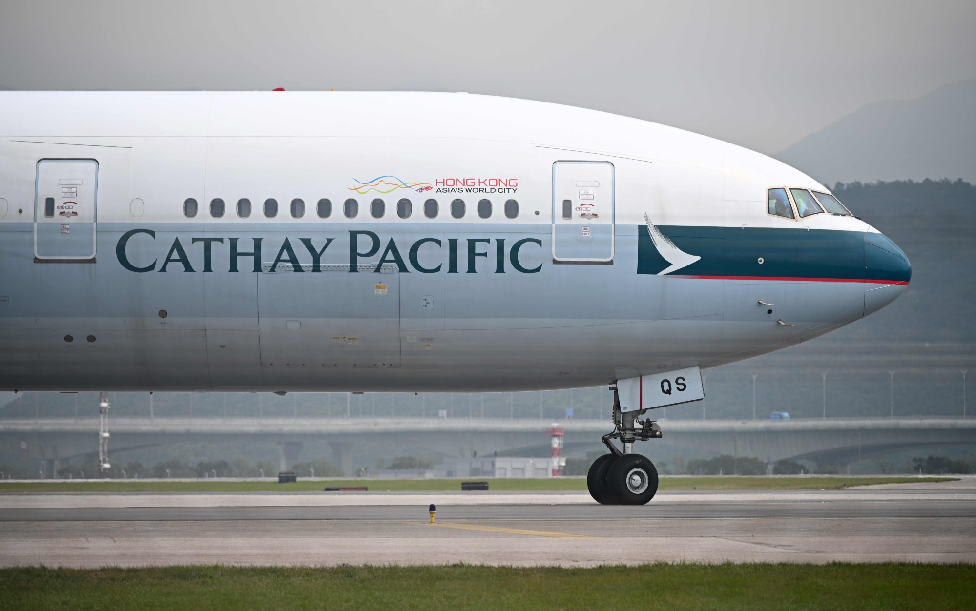 The logo is seen on a Cathay Pacific passenger plane. File photo: AFP
