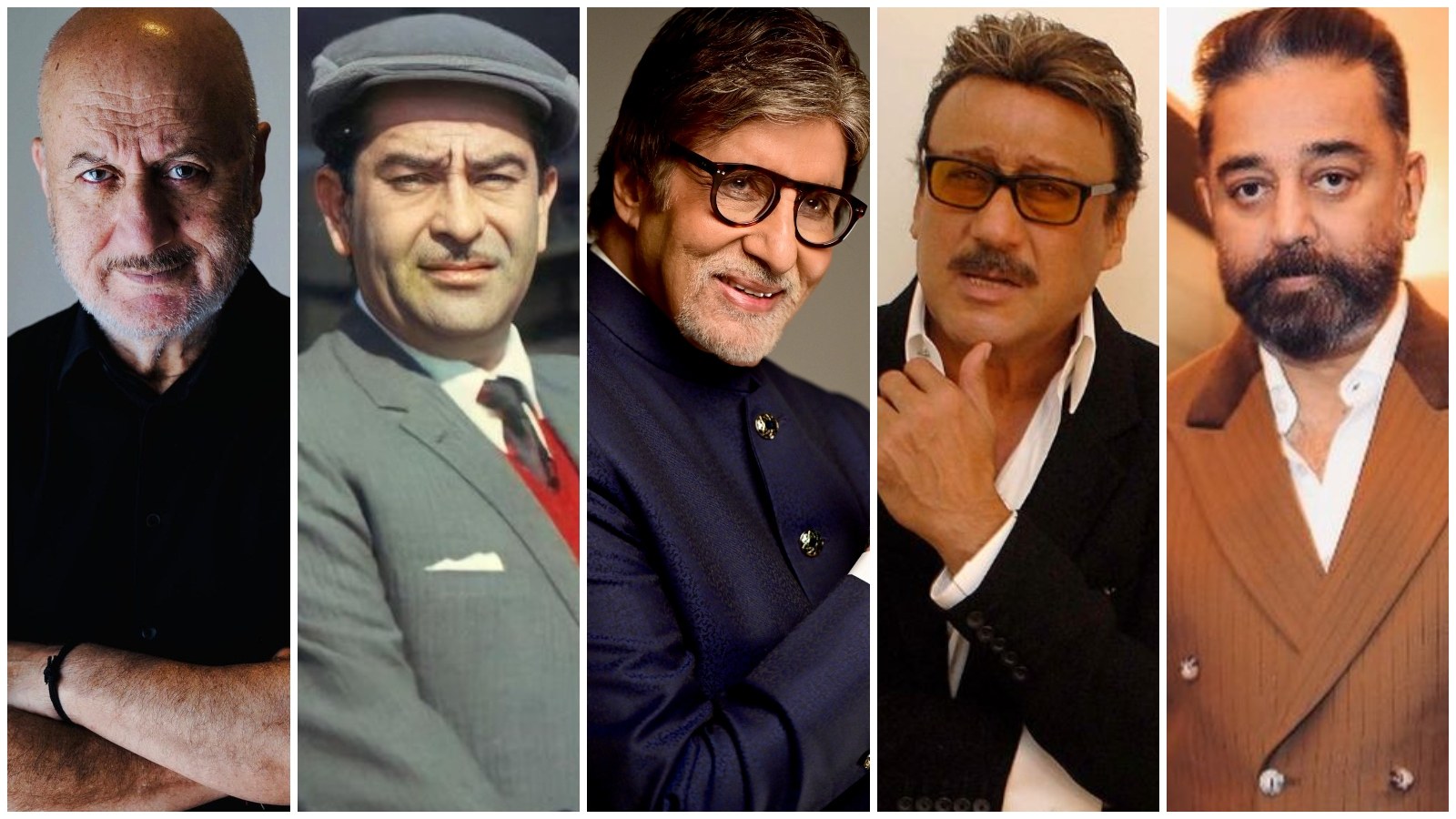 Anupam Kher, Raj Kapoor, Amitabh Bachchan, Jackie Shroff and Kamal Haasan know the highs and lows of the film business more than most. Photos: @anupampkher, @rajkapoorsahab, @SrBachchan, @jackie_shroff20, @ikamalhaasan/Instagram
