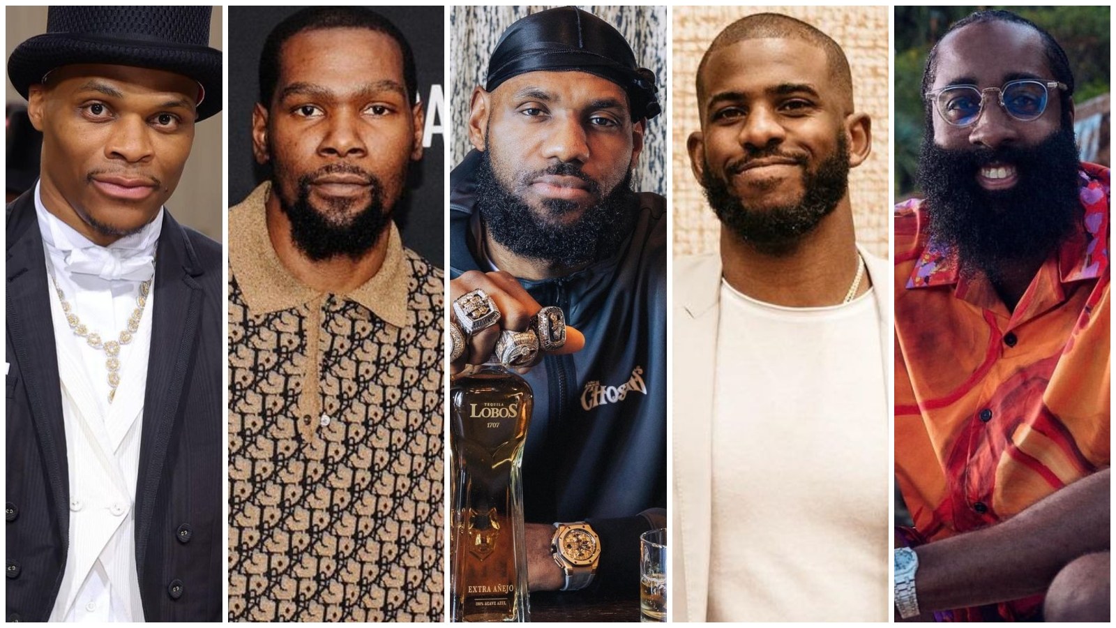 LeBron James, Chris Paul, Kevin Durant, Russell Westbrook and James Harden have all earned over US$200 million ... and counting. Photos: @kingjames, @cp3, @hkd_35, @russwest44, @jharden13/Instagram 