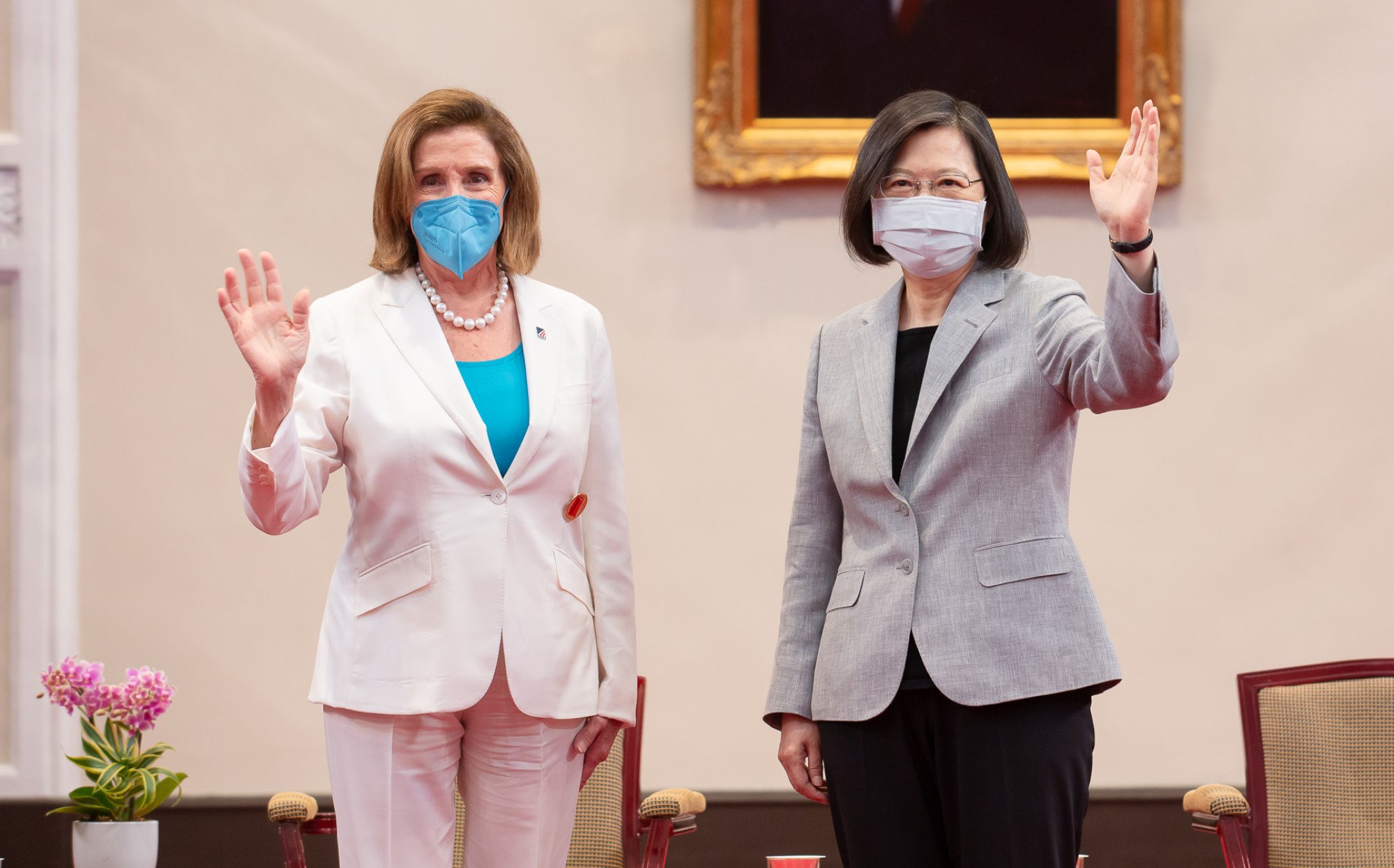 US House Speaker Nancy Pelosi (left) and Taiwan’s President Tsai Ing-wen during their meeting in Taipei City earlier this month. Photo: Taiwan Presidential Palace/dpa