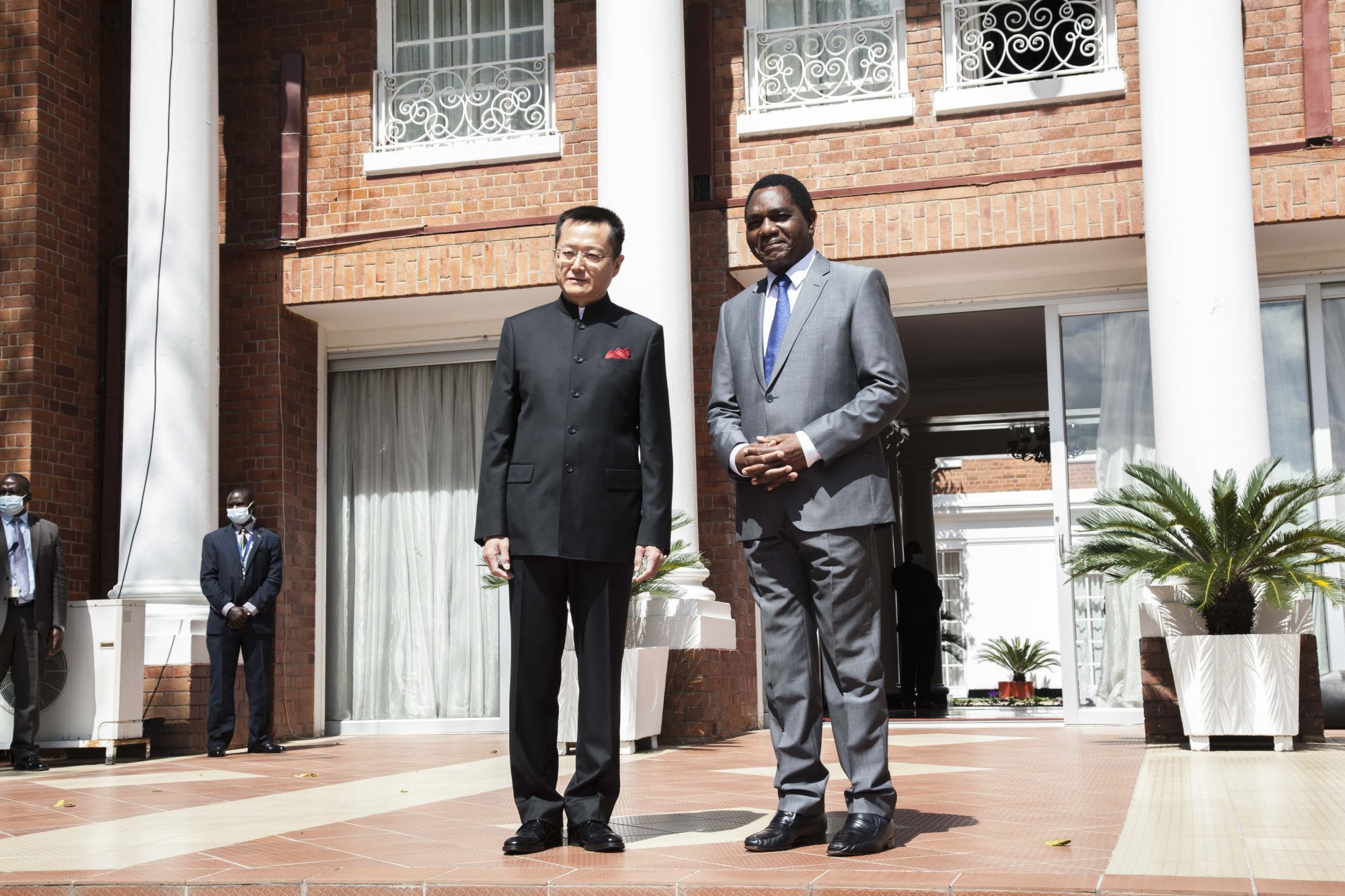 Zambian President Hakainde Hichilema with Du Xiaohui, the Chinese ambassador to Lusaka. Photo: Xinhua