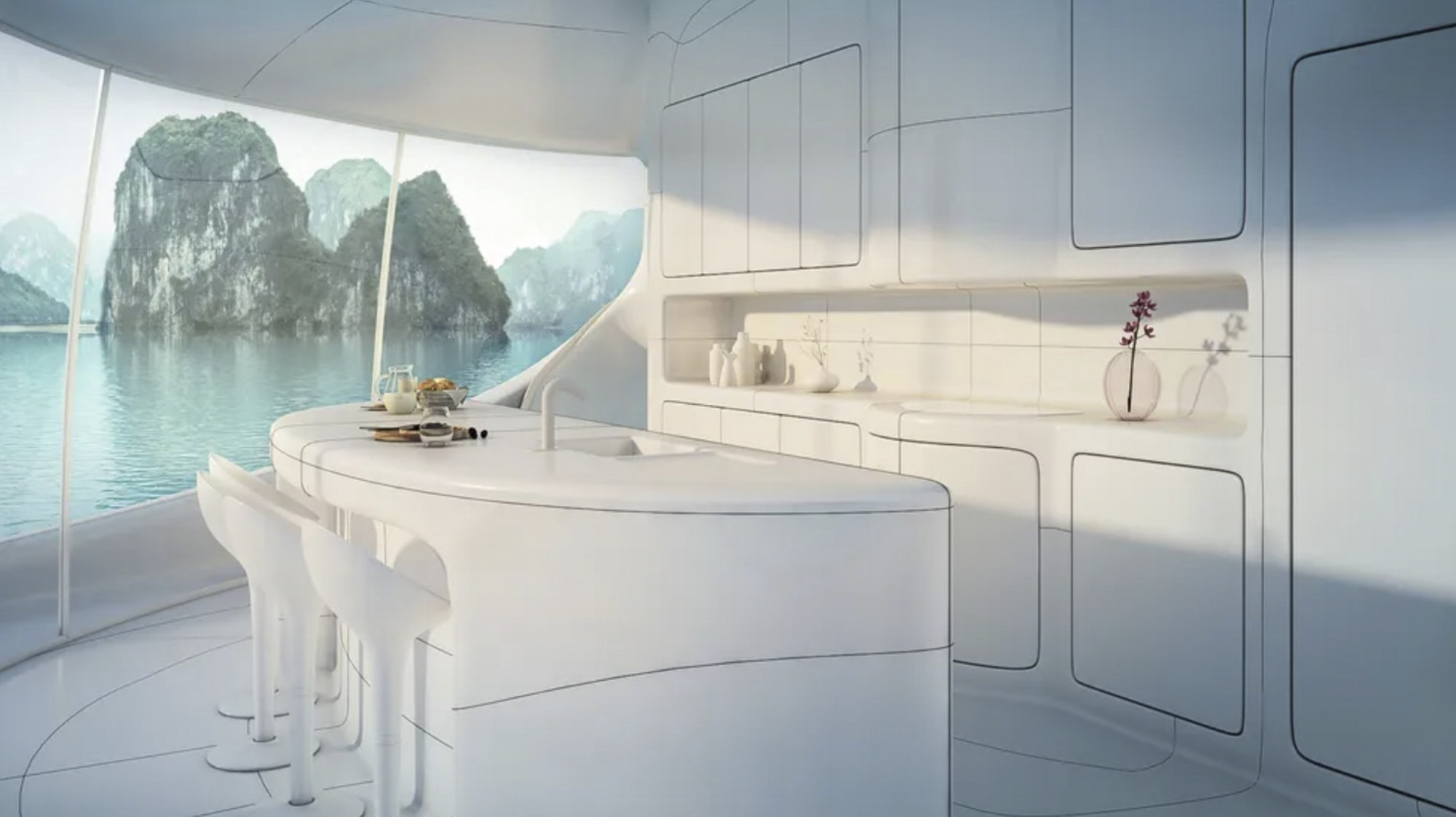 A rendering of a SeaPod kitchen. Photo: Ocean Builders