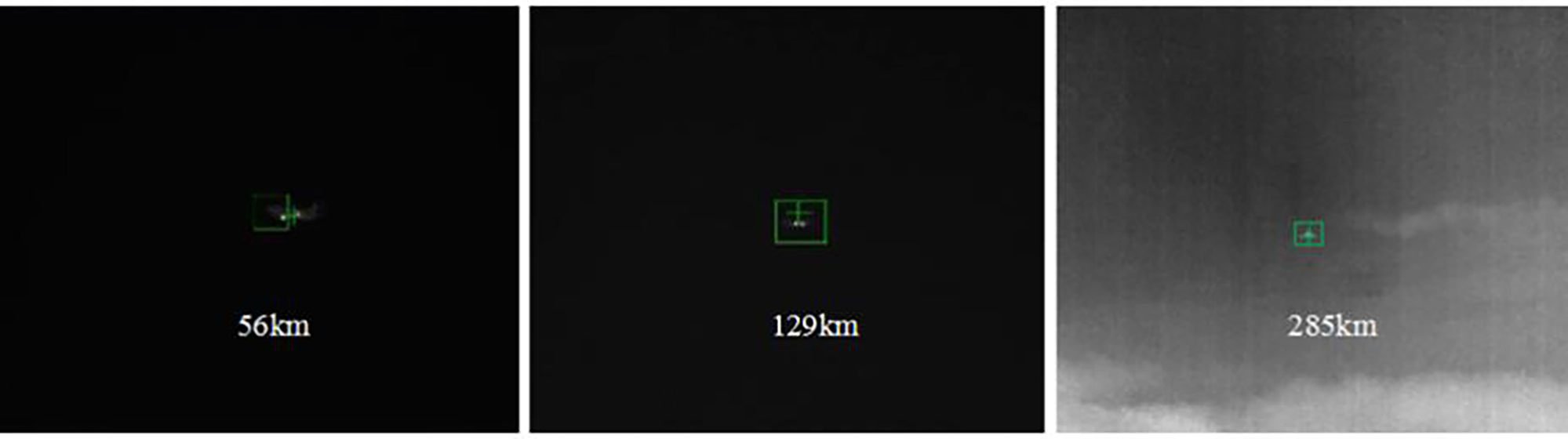 Infrared imaging of a civilian aircraft at varying distance. Credit: Sichuan Jiuzhou Electrical Group Company Limited