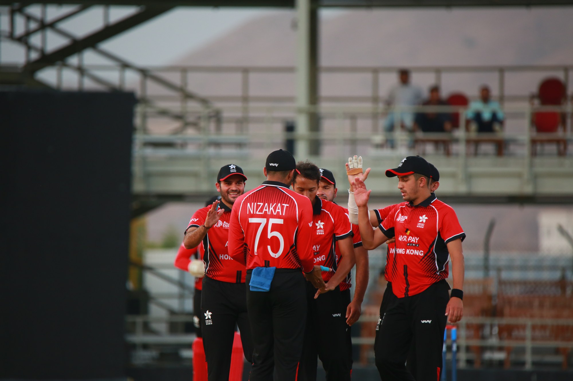 Hong Kong claim another wicket in their victory over Kuwait. Photo: Cricket Hong Kong