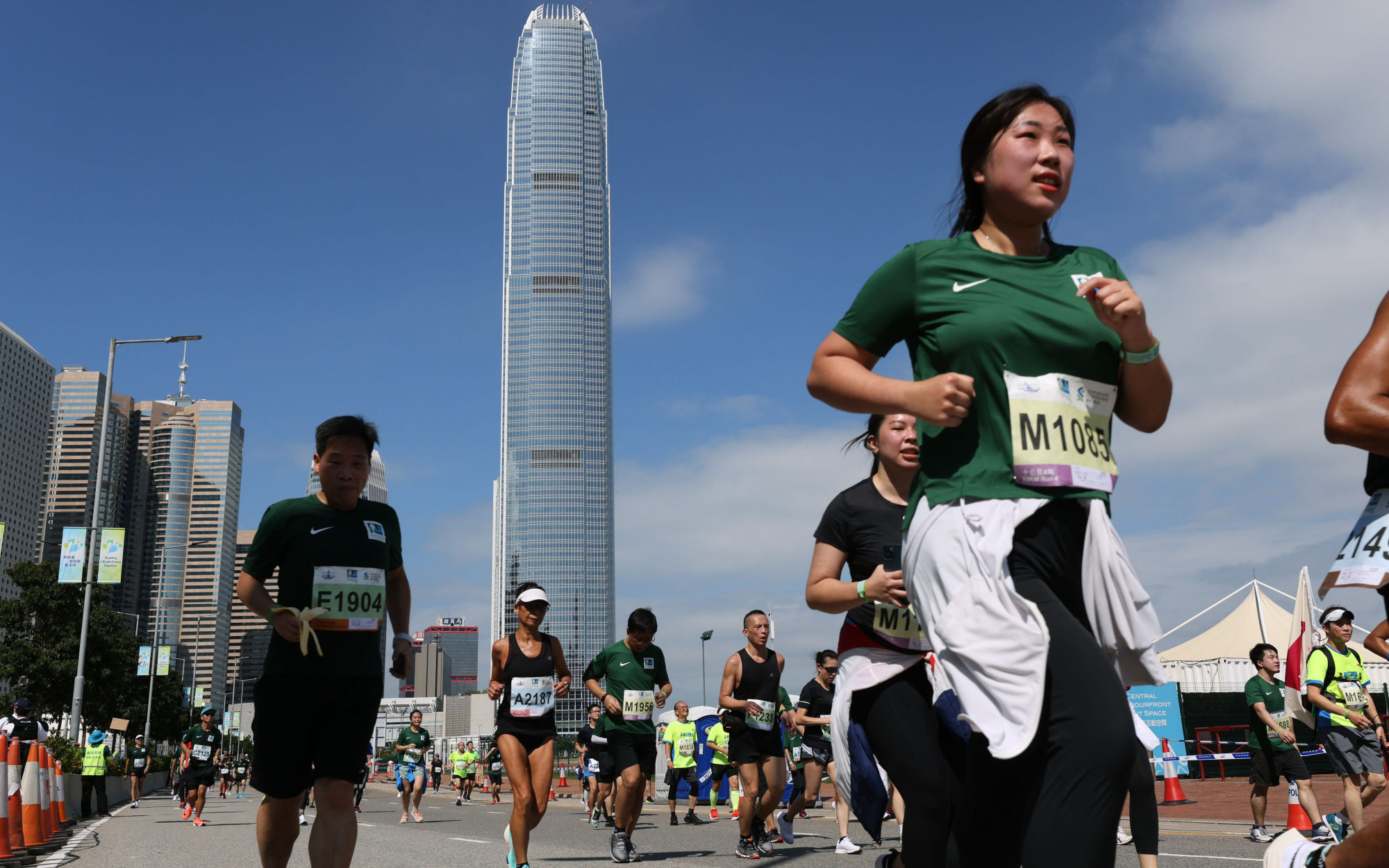 Runners at Lung Wo Road in Tamar during the 2021 Standard Chartered Hong Kong Marathon. Photo: May Tse