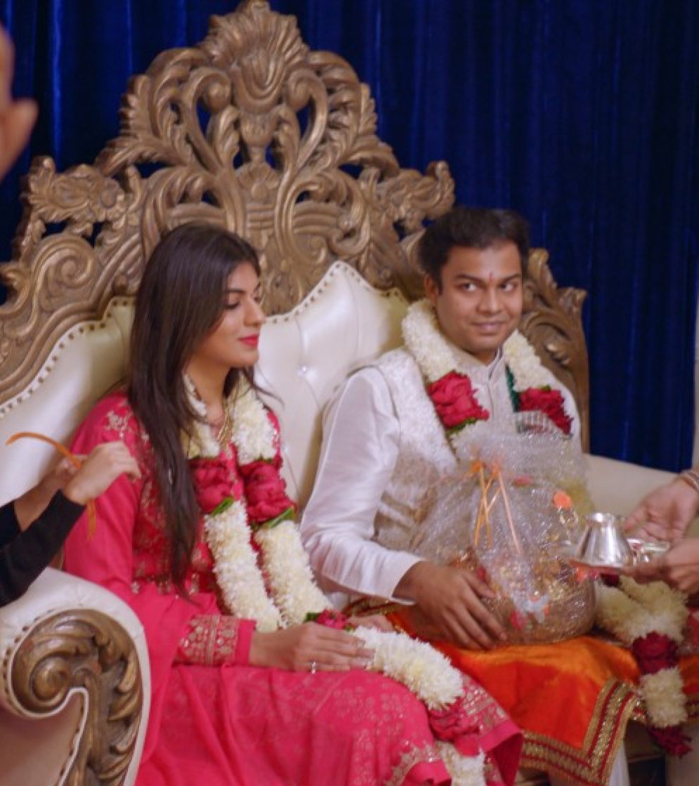 Akshay Jakhete and Radhika Somani in a pre-engagement ceremony on Indian Matchmaking. Photo: Netflix