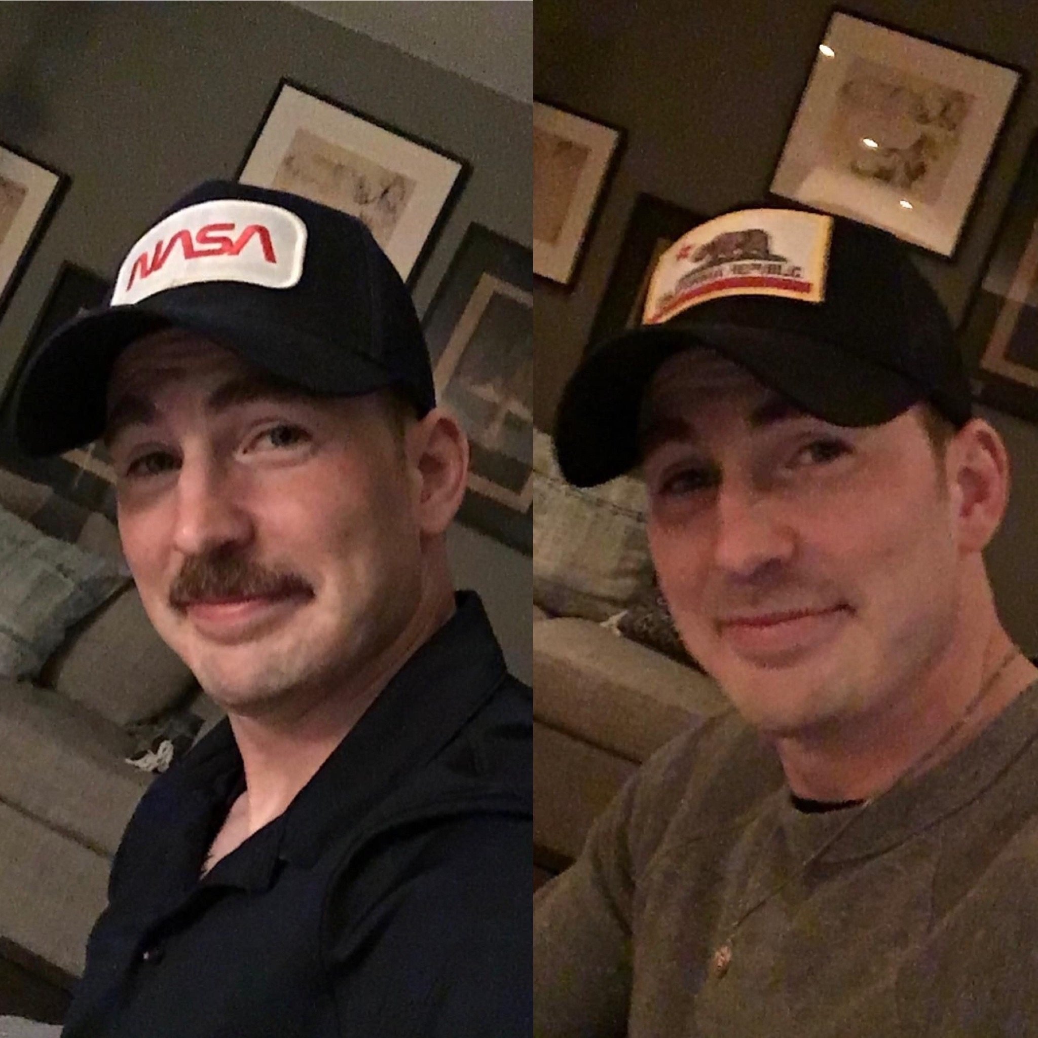 Chris Evans before and after The Gray Man. Photo: Twitter